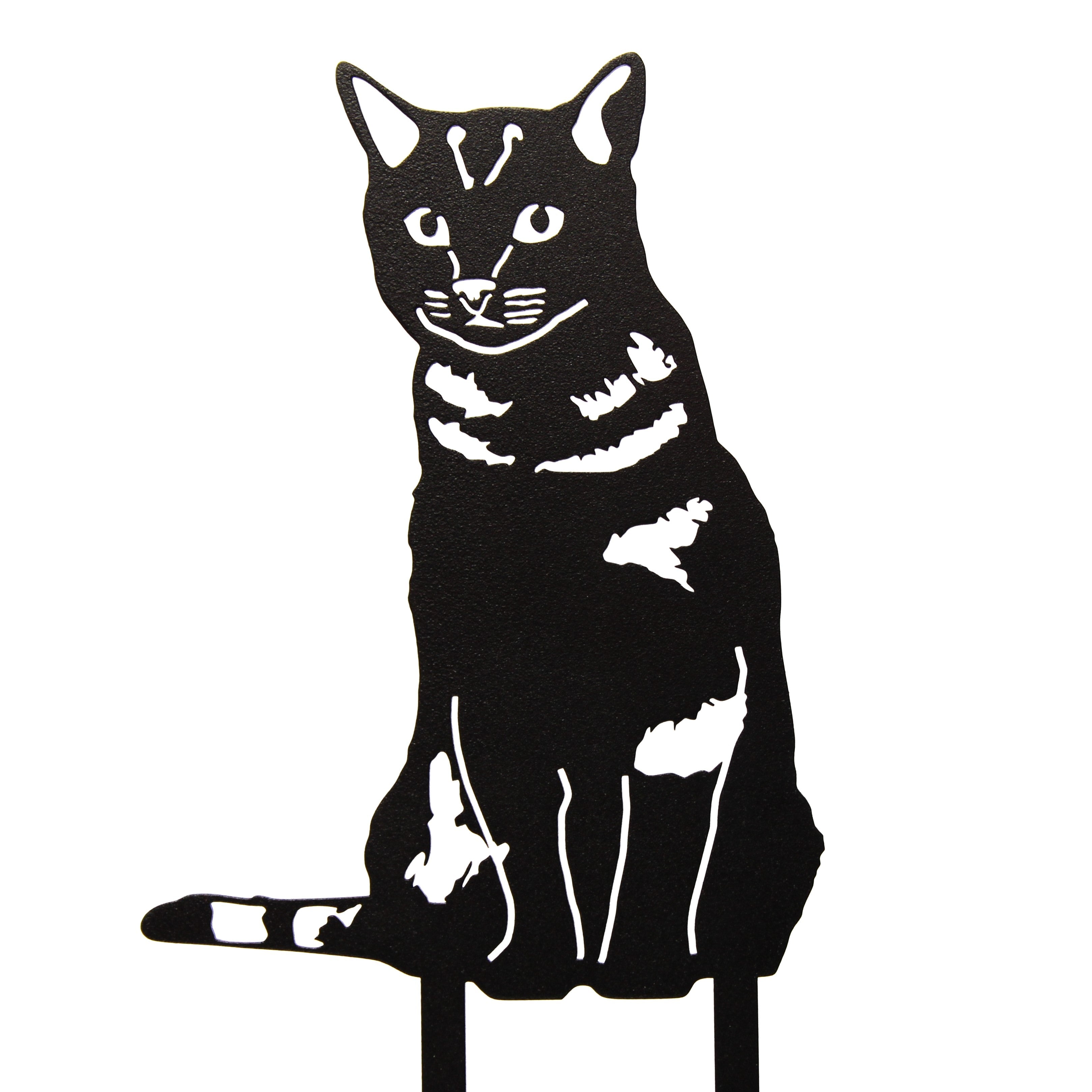 Tabby Cat Metal Garden Silhouette - Handmade Steel Yard Art