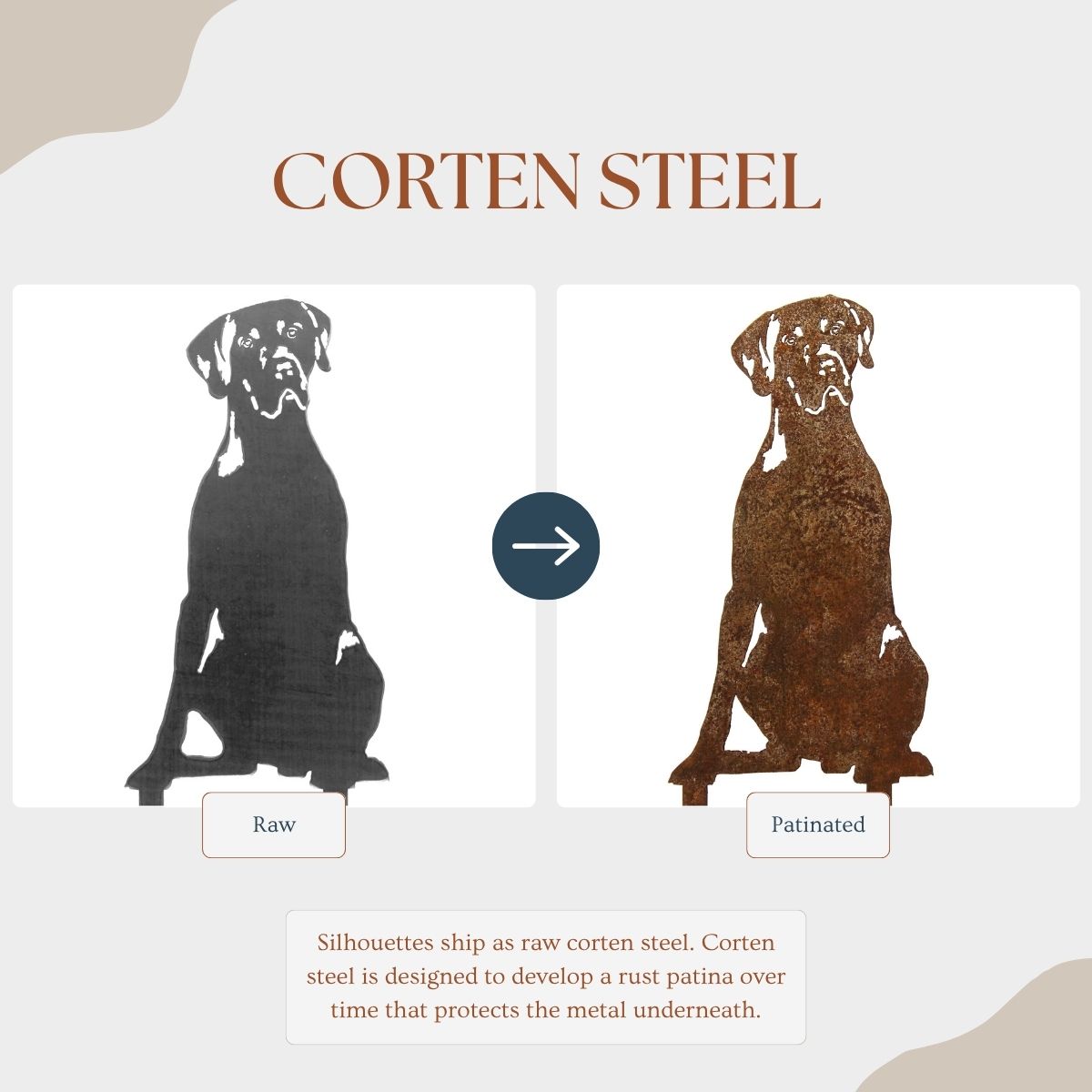 Weimaraner Metal Garden Silhouette - Handmade Steel Dog Yard Art