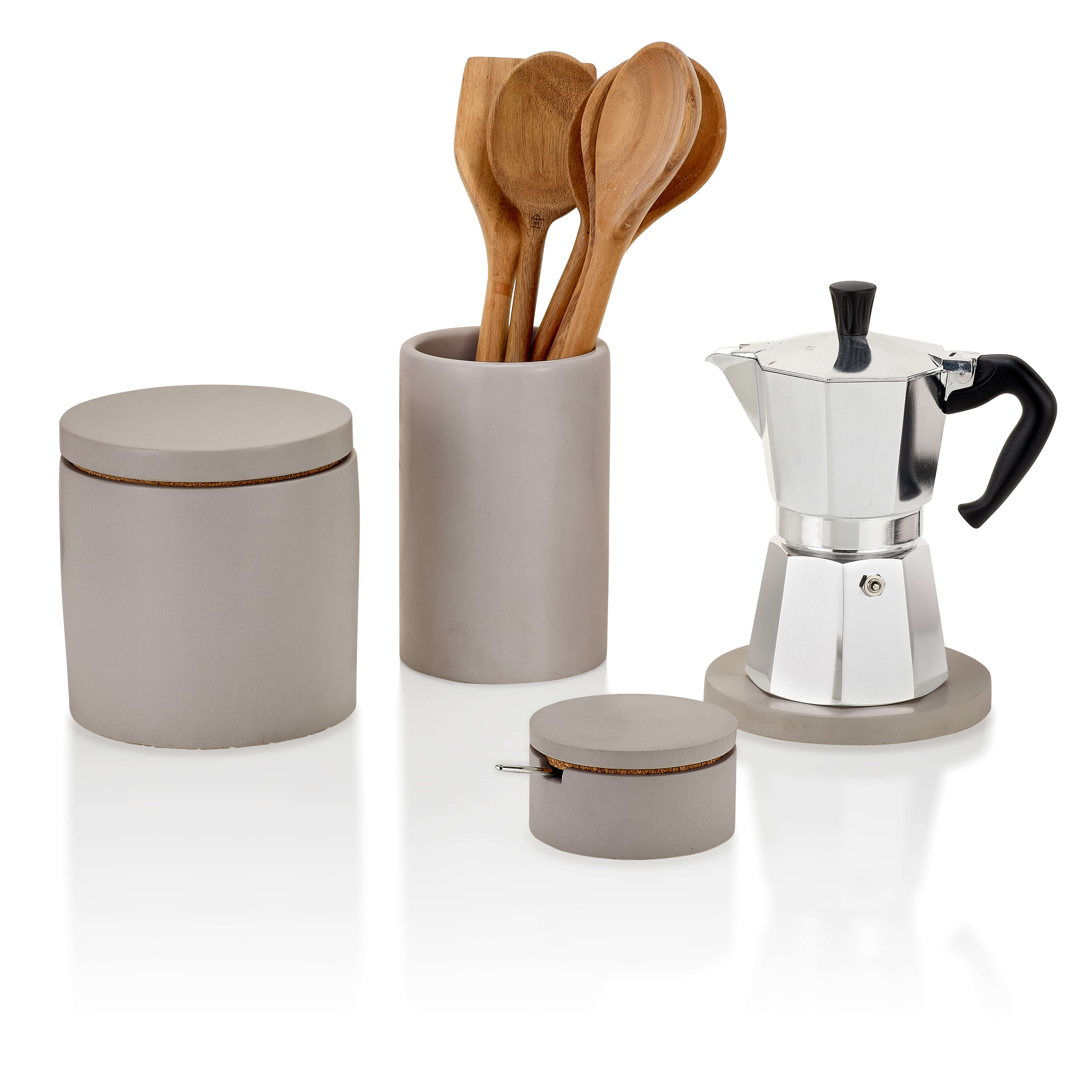 Concrete Salt Cellar with Spoon – Gray