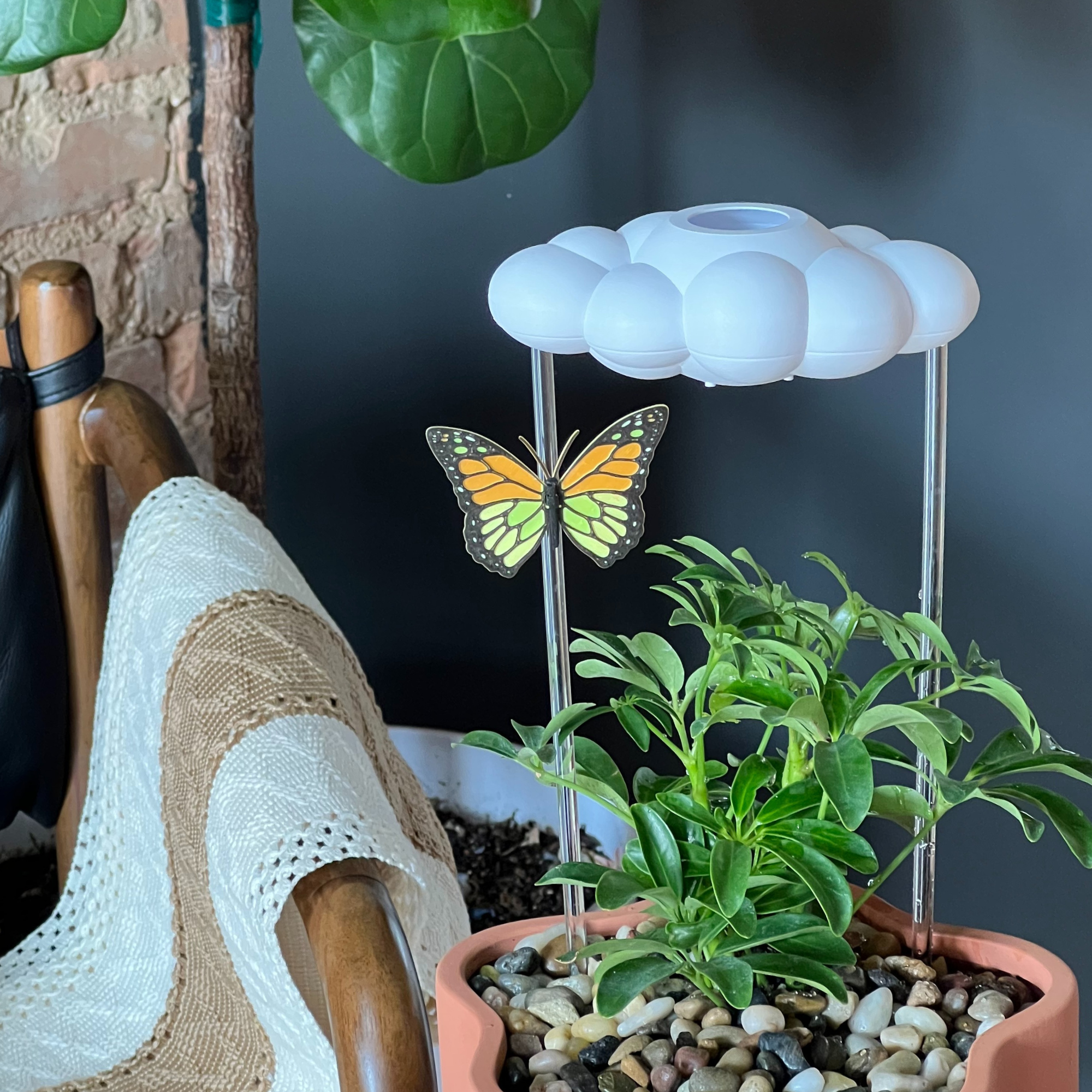 Dripping Rain Cloud with Orange Butterfly Charm