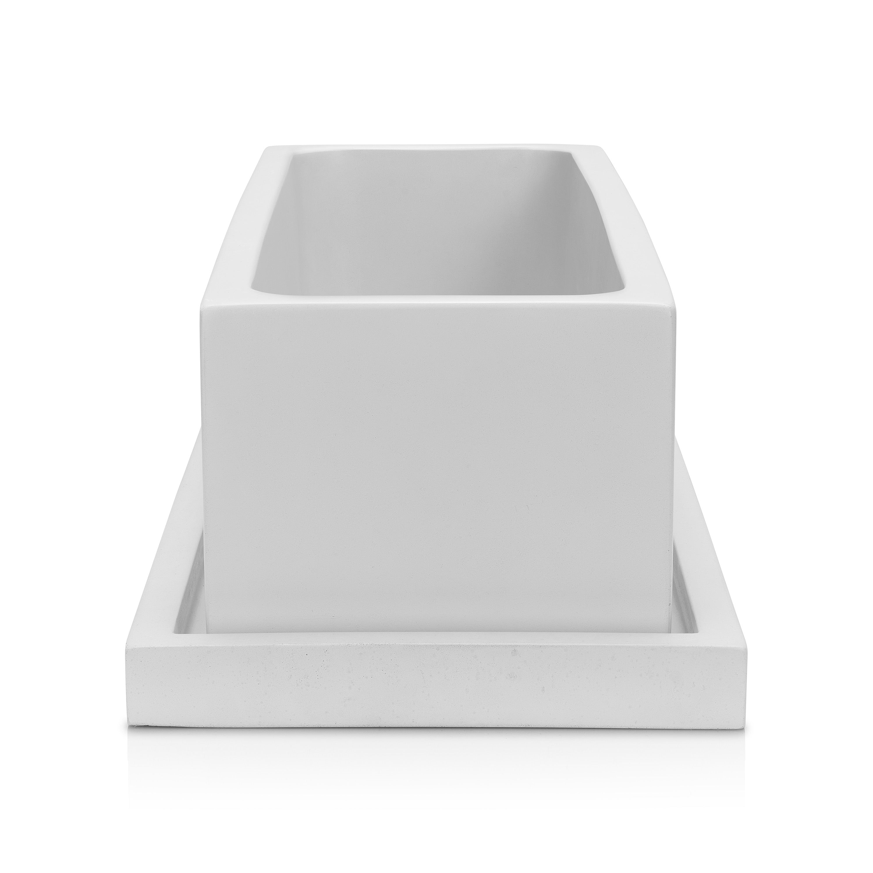 White rectangular planter on a white background. Henderson Garden Supply