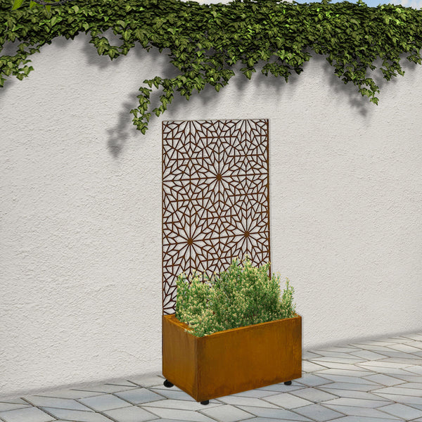 Weathering Steel Planter with Ria Screen
