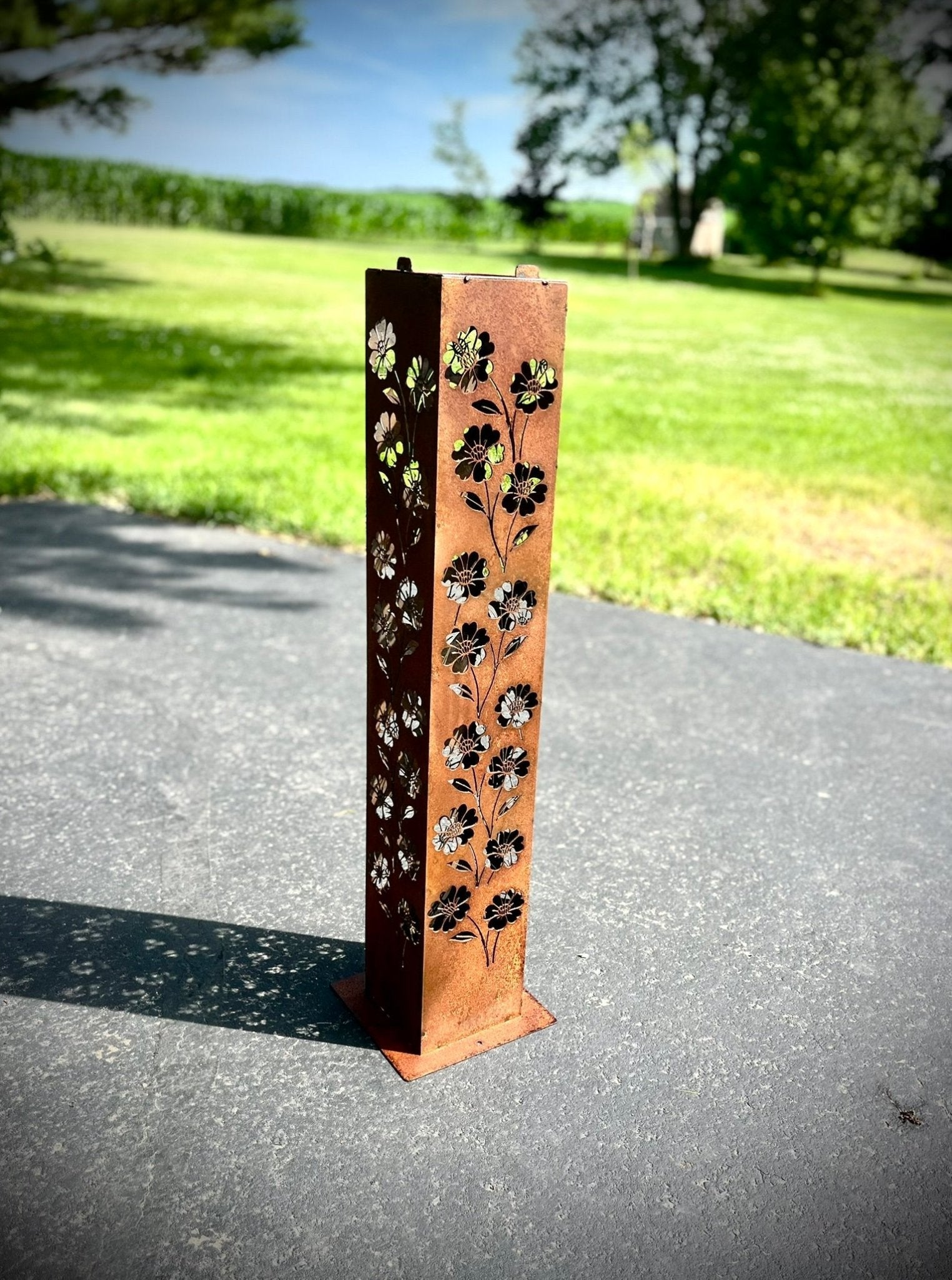 Blooming Magnolias Steel Luminary Pillar | Multiple Sizes