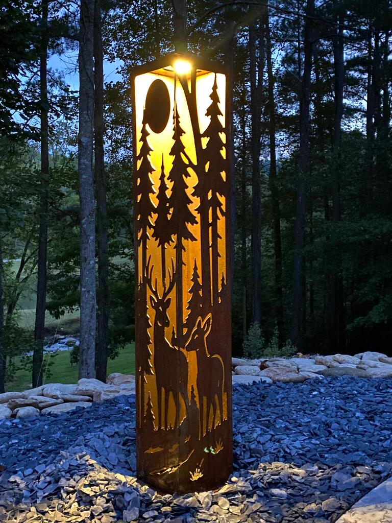 Deer at Dusk Corner Solar Pillar - Steel