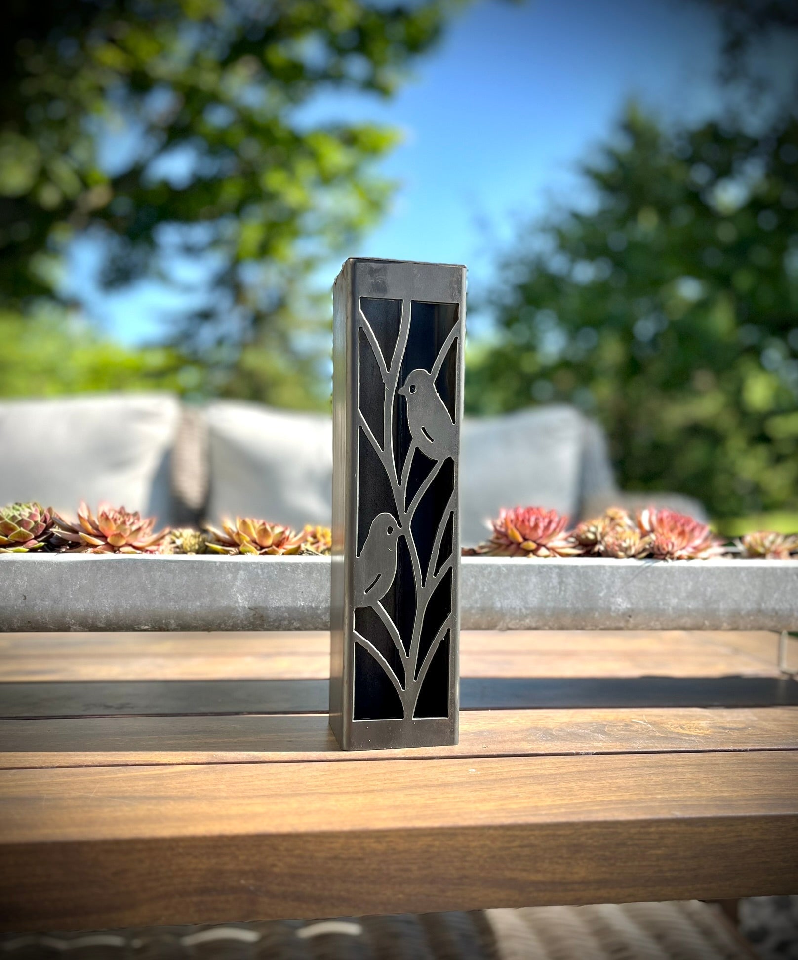 Evening Aviary Luminary Pillar w/ Solar Cap