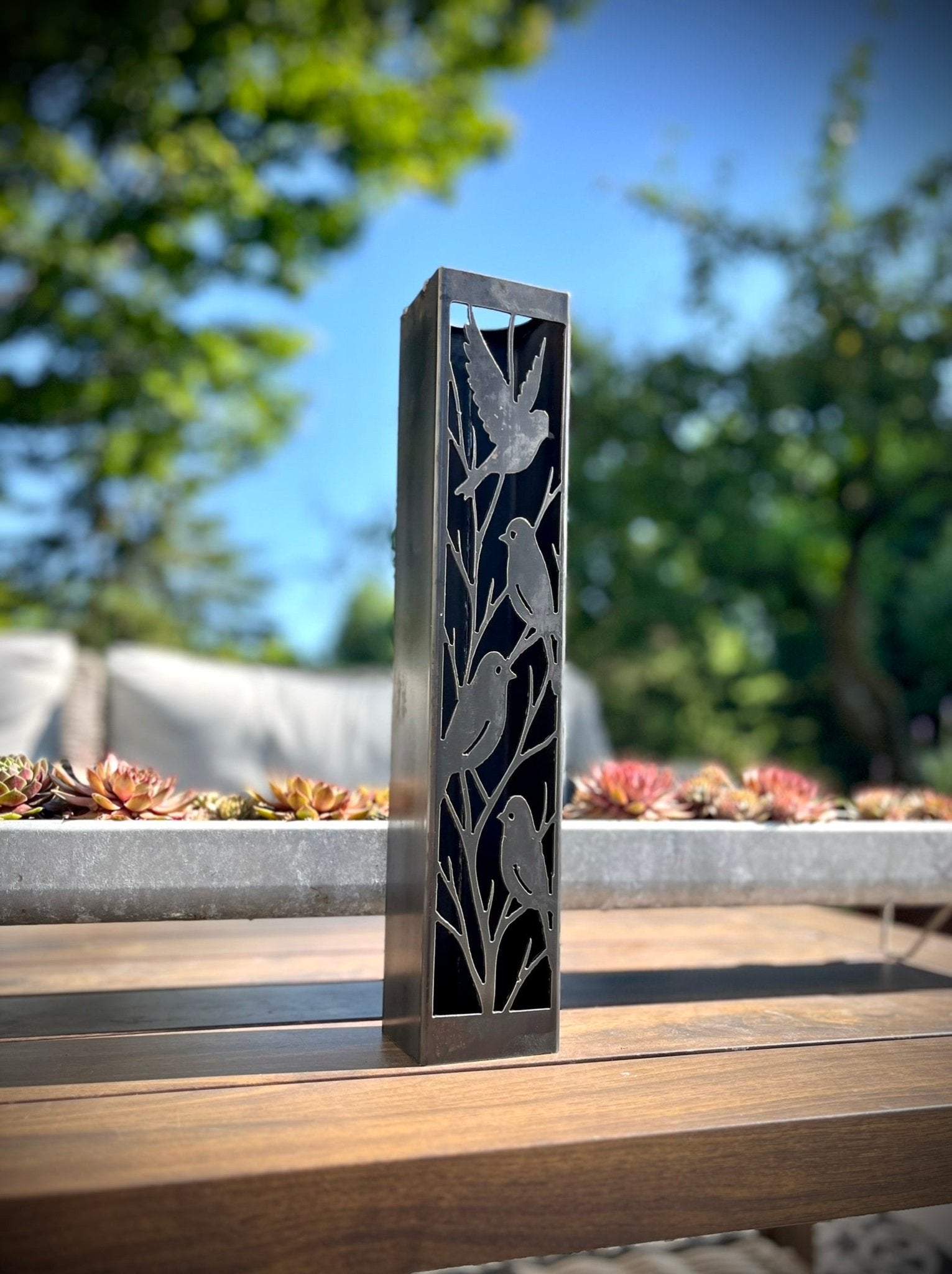 Evening Aviary Luminary Pillar w/ Solar Cap