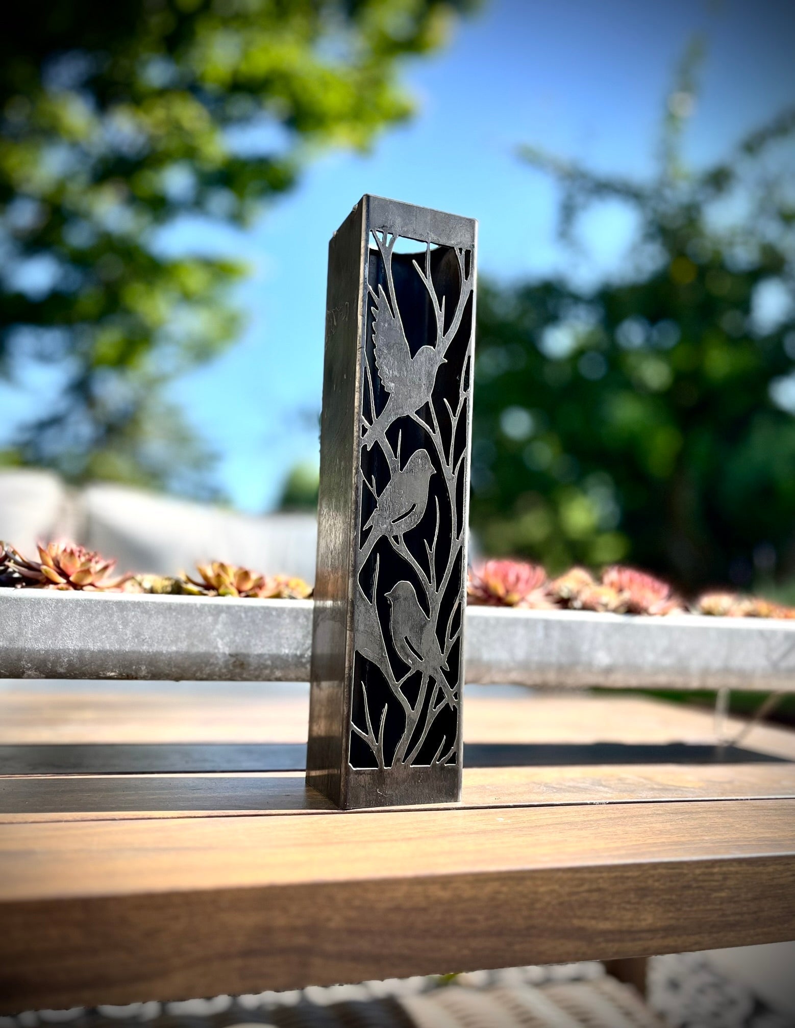 Evening Aviary Luminary Pillar w/ Solar Cap