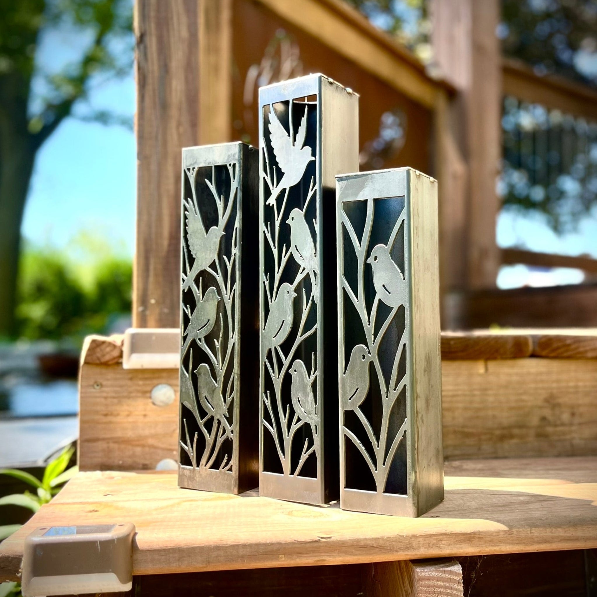 Evening Aviary Luminary Pillar w/ Solar Cap