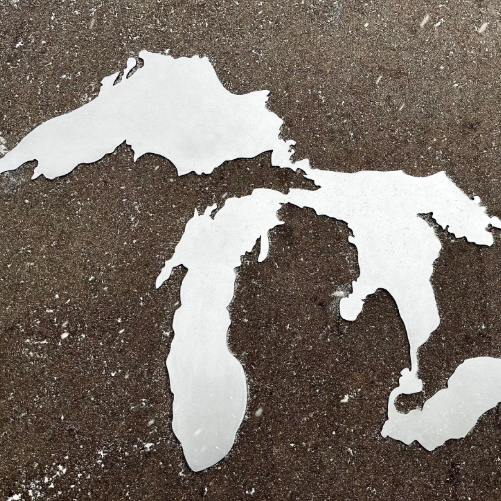 Map of the Great Lakes on a textured surface. Henderson Garden Supply