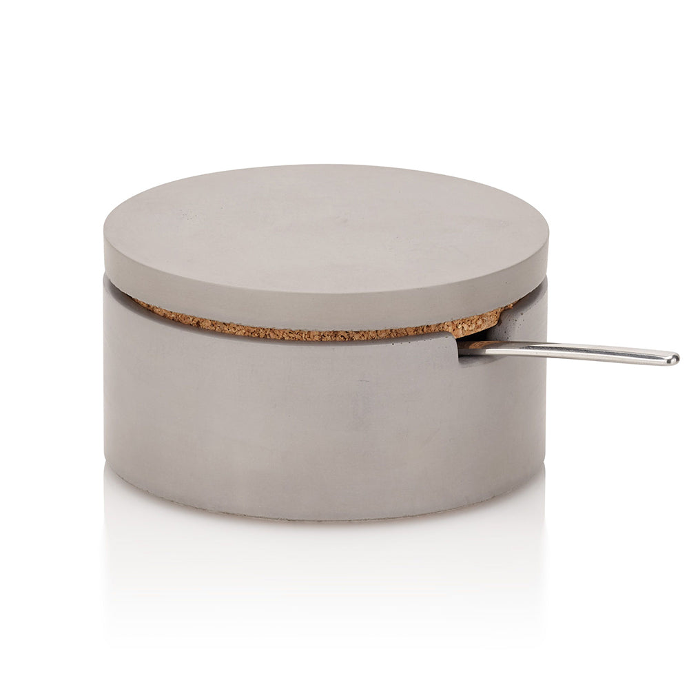 Concrete Salt Cellar with Spoon – Gray