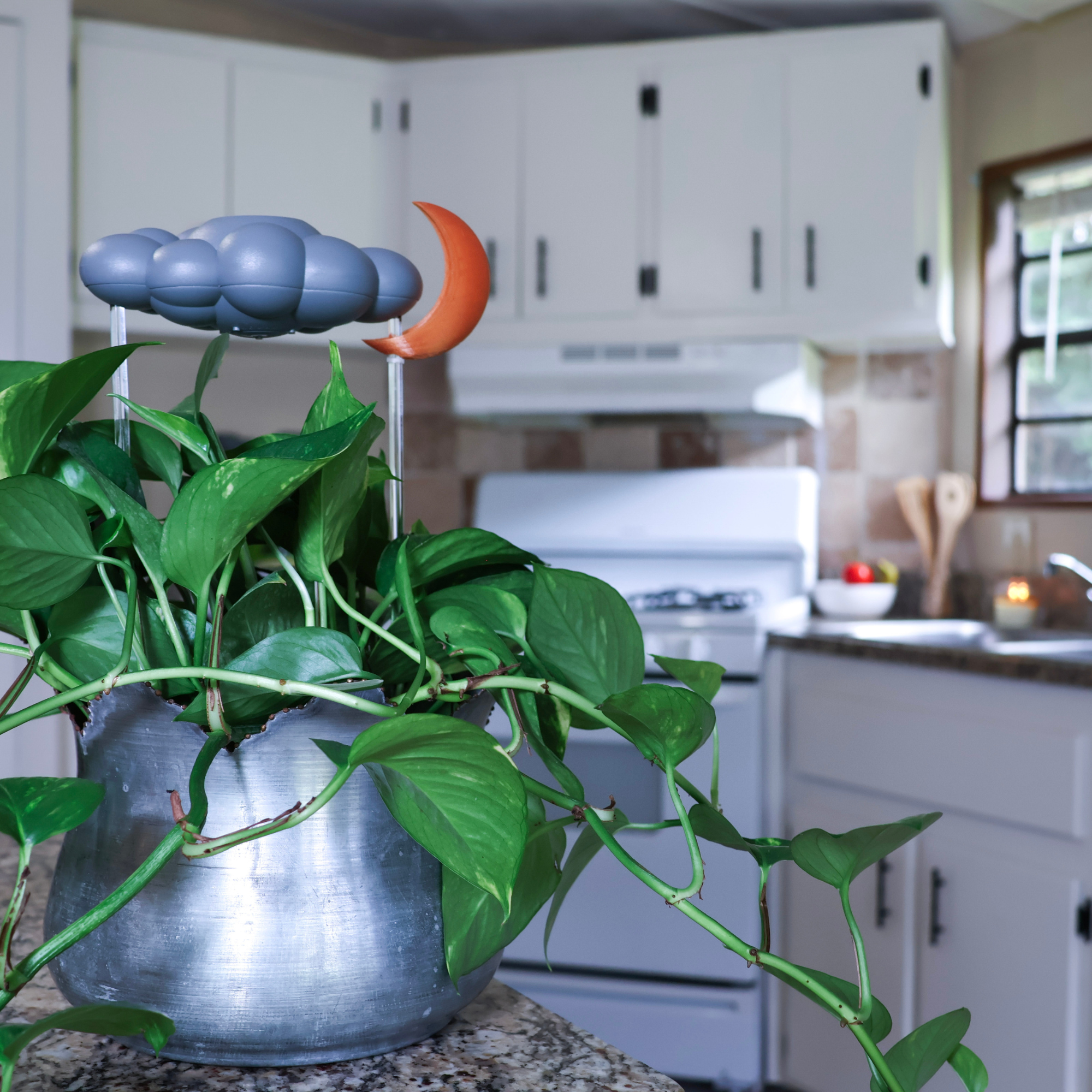 Stormy Dripping Rain Cloud with Moon Charm