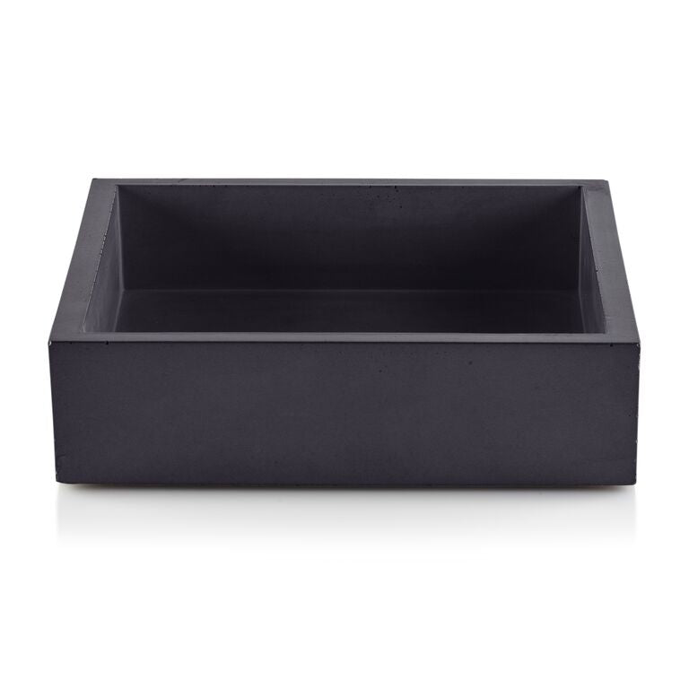 Black concrete napkin holder on a white background. Henderson Garden Supply