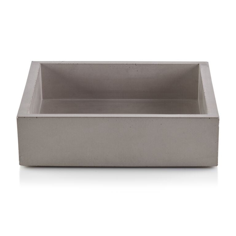 Rectangular concrete napkin holder on a white background