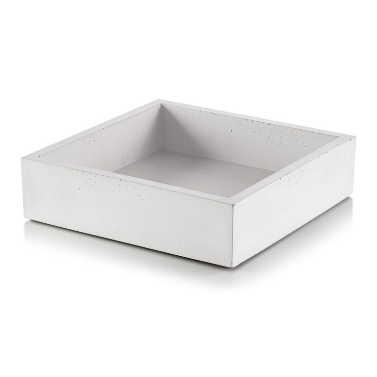 White rectangular concrete planter on a white background. Napkin Holder - Henderson Garden Supply