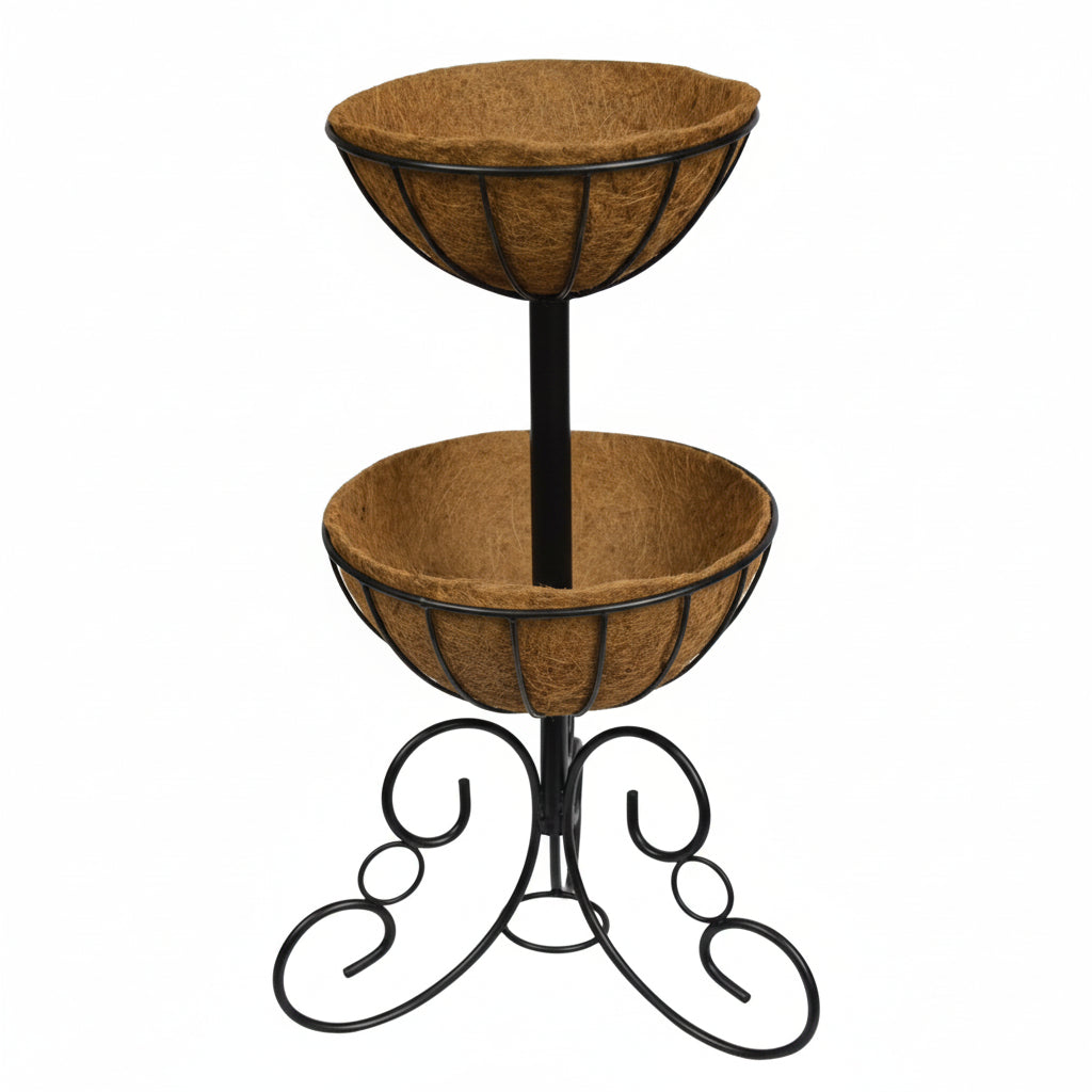 planter pot basket 36" Two-Tier Planter Stand with Coco Liners
