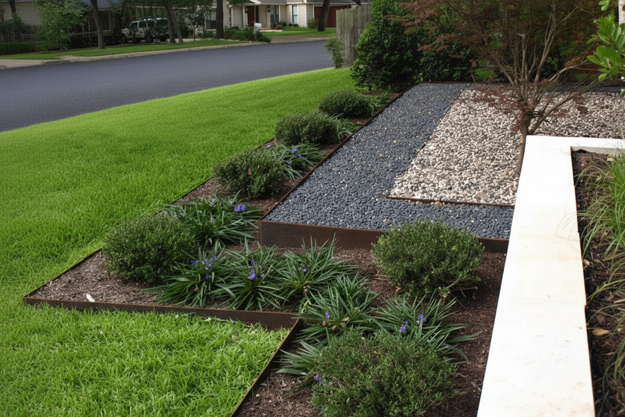 Core Steel flexible edging used to make steps - Henderson Garden Supply