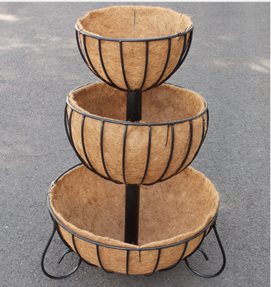 Three Tiered Classic Cascade Patio Planter with Coco Liners - Henderson Garden Supply