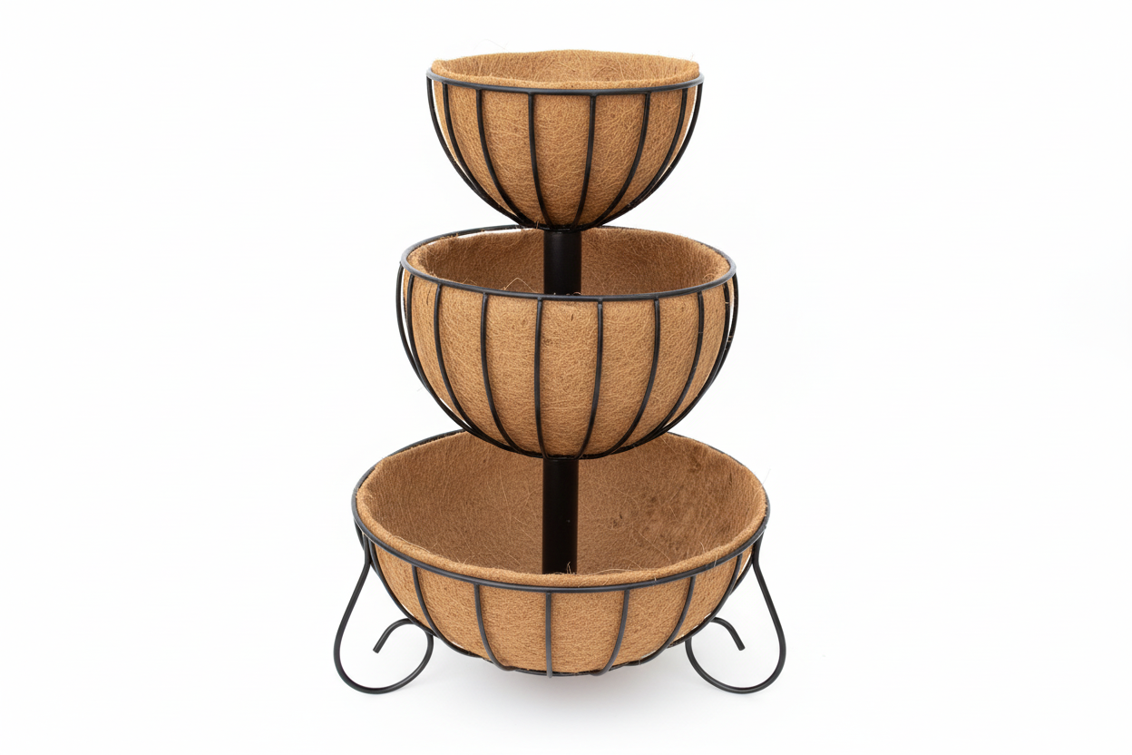 Three Tiered Classic Cascade Patio Planter with Coco Liners - Henderson Garden Supply