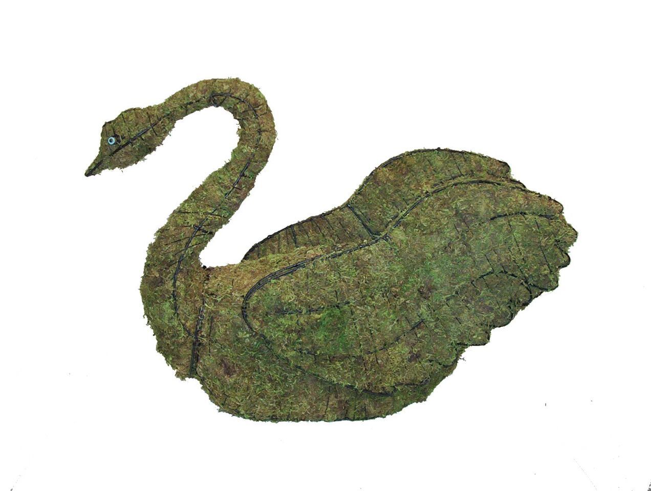 Swan steel topiary frame filled with green dyed sphagnum moss - Henderson Garden Supply
