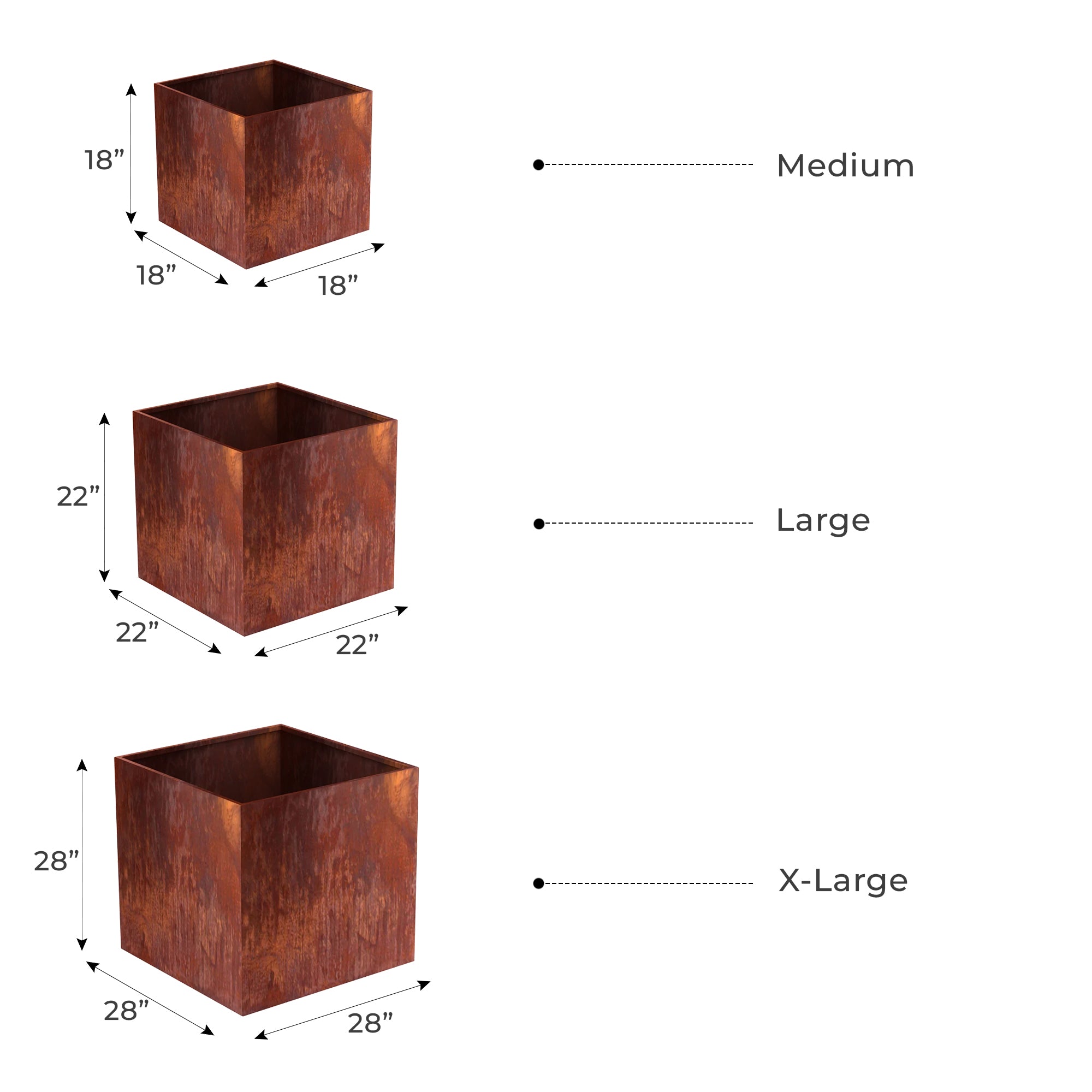 Corten Steel Cube Planters
