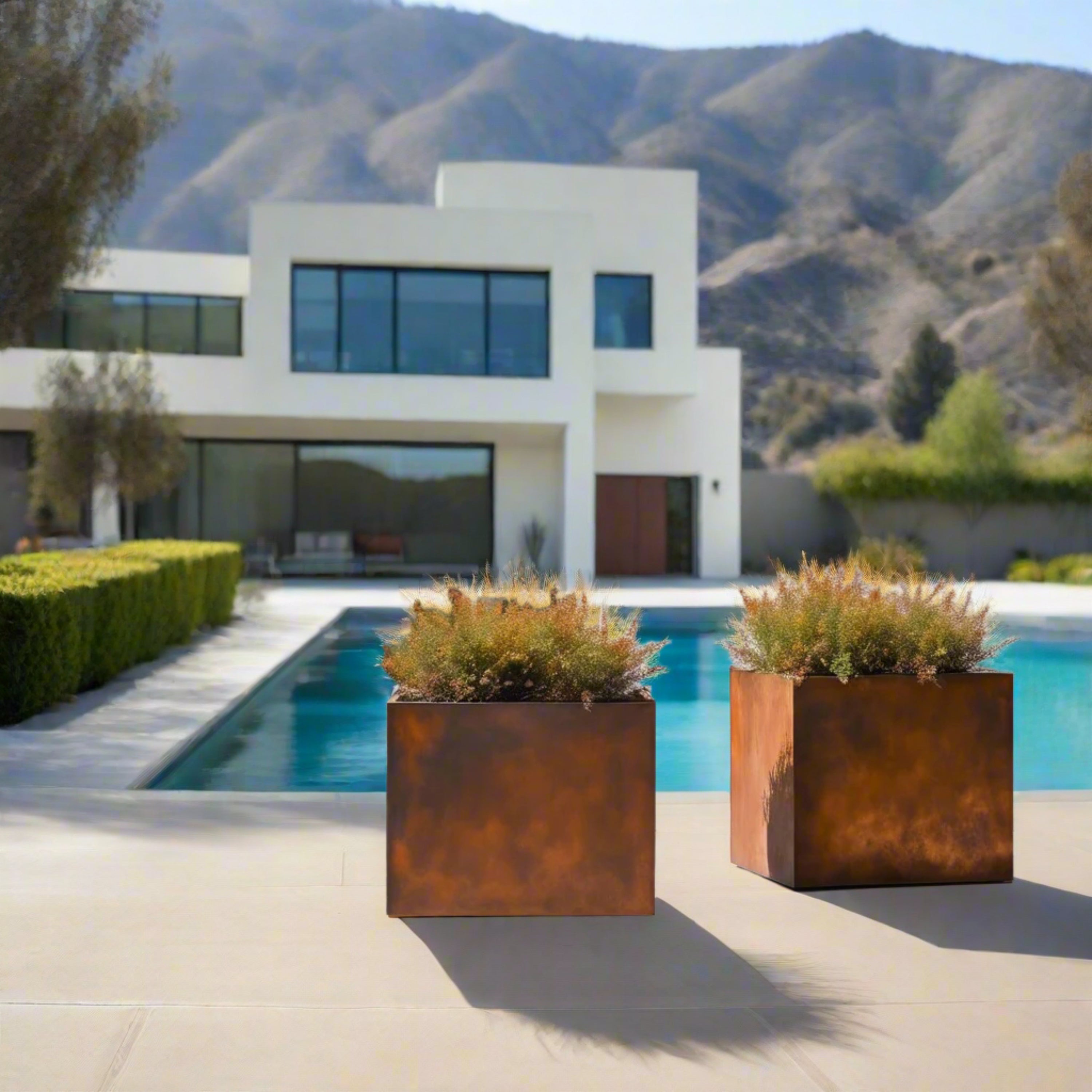 Corten Steel Cube Planters