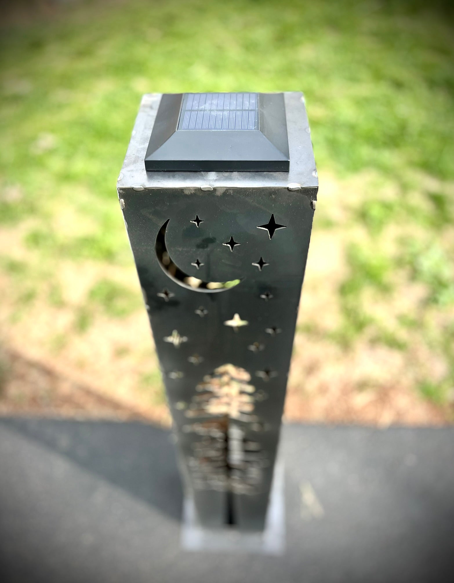 Night Sky Pine Tree Solar Luminary Tube Light - Steel