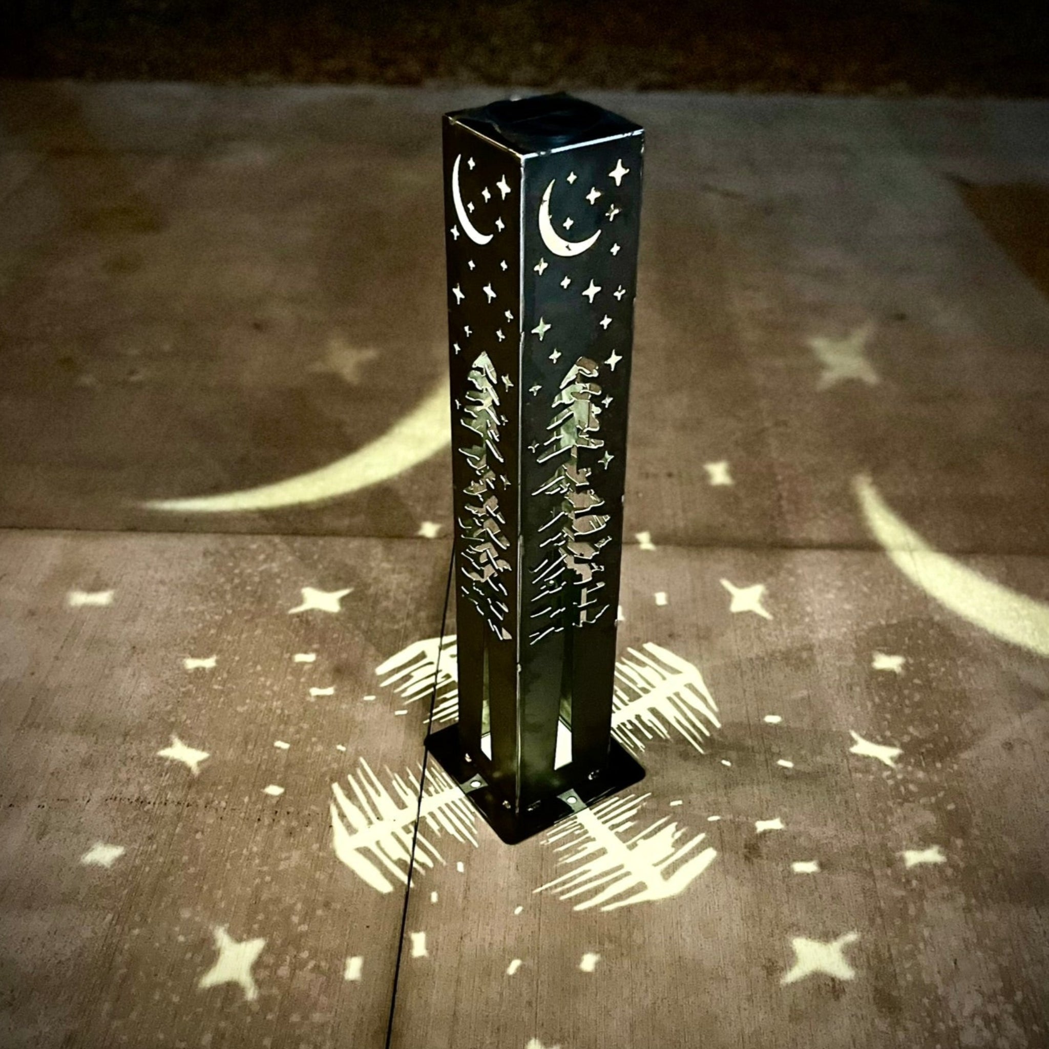 Night Sky Pine Tree Solar Luminary Tube Light - Steel