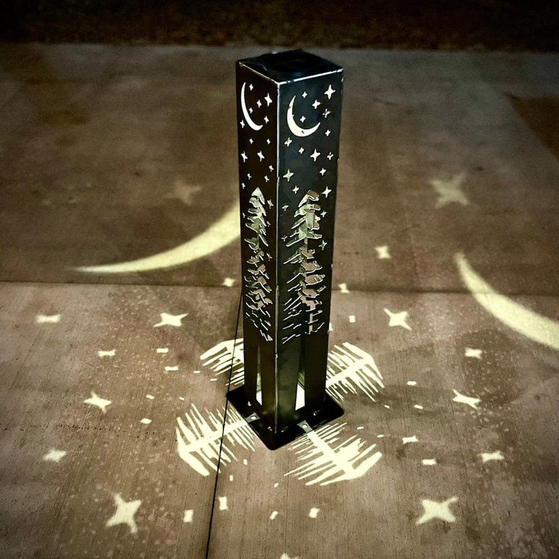Night Sky Pine Tree Solar Luminary Tube Light - Steel