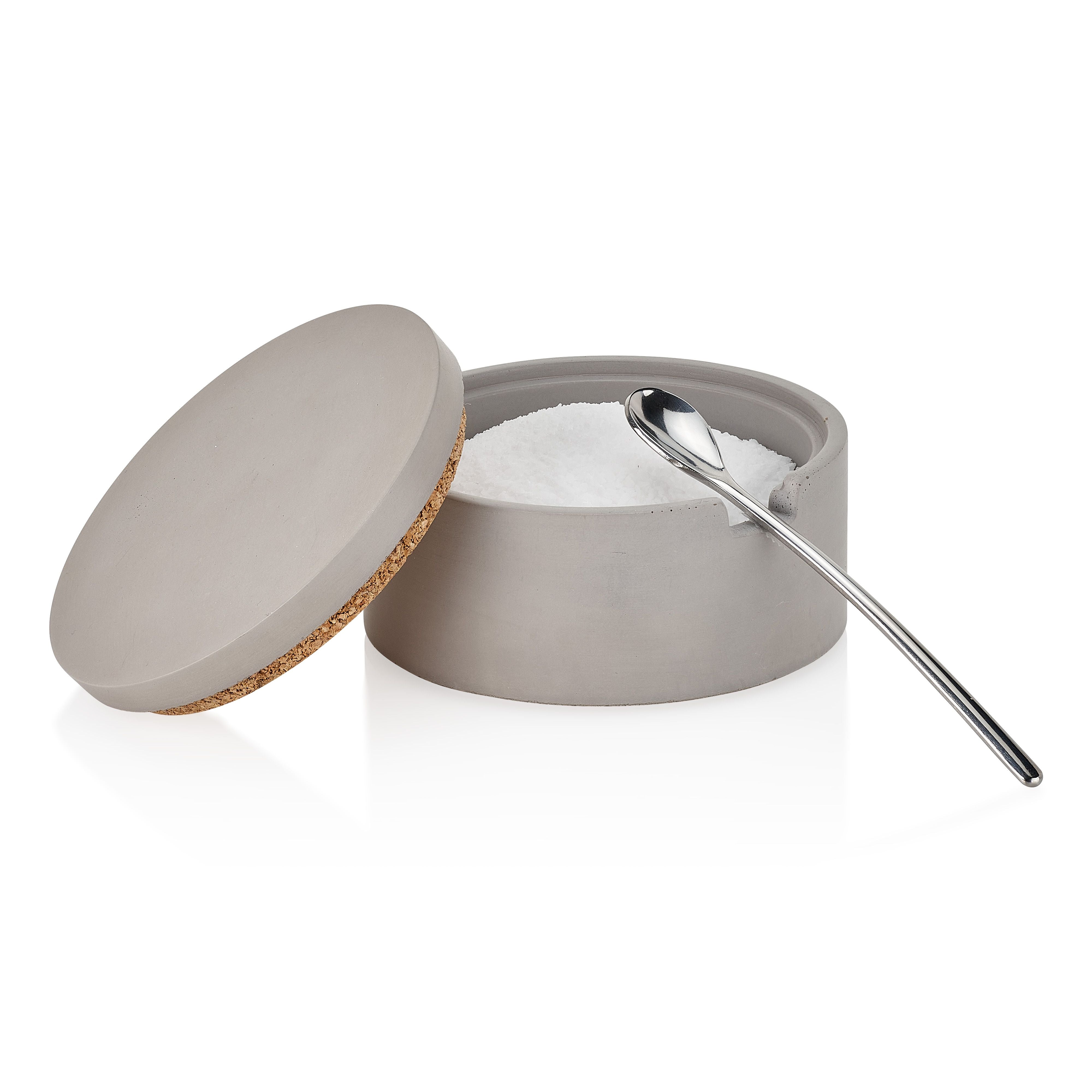 Concrete Salt Cellar with Spoon – Gray
