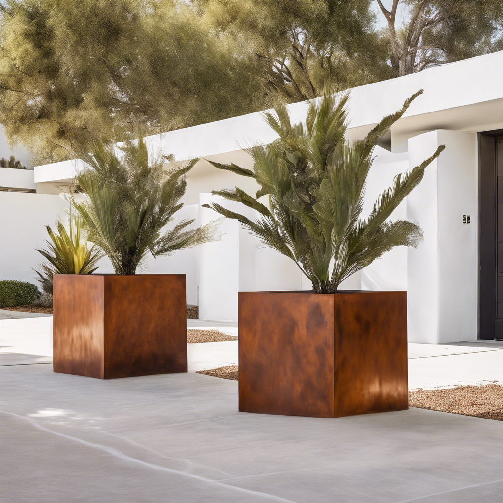 Corten Steel Cube Planters