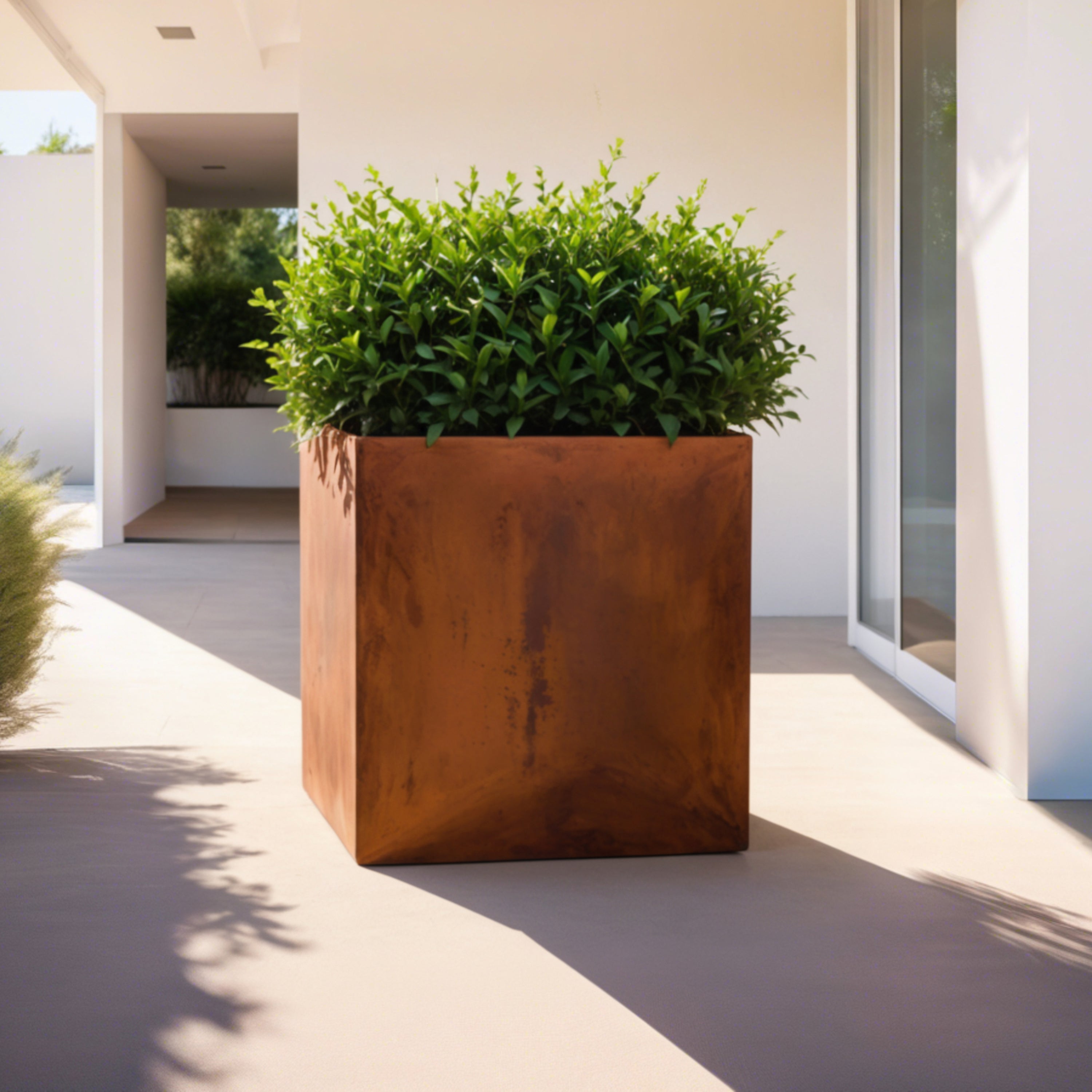 Corten Steel Cube Planters