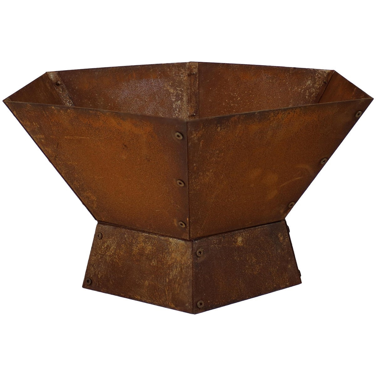 23-Inch Rustic Hexagon Steel Fire Pit | Wood-Burning Backyard Fire Pit