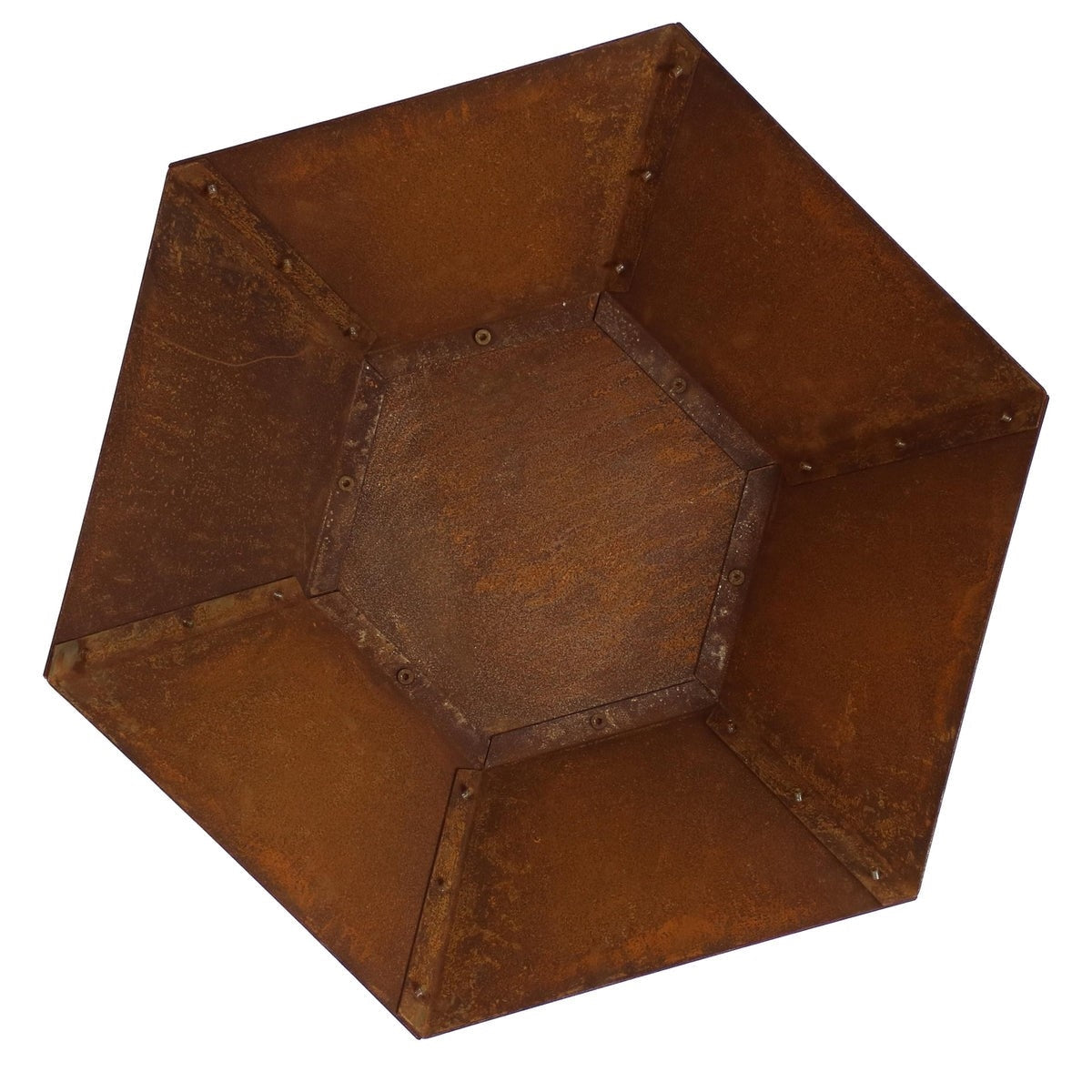23-Inch Rustic Hexagon Steel Fire Pit | Wood-Burning Backyard Fire Pit