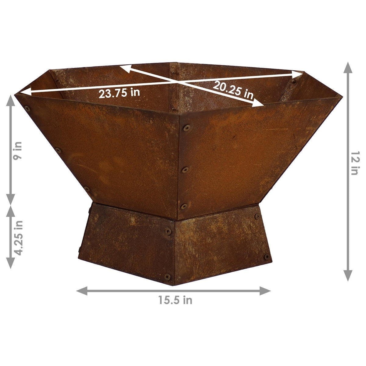 23-Inch Rustic Hexagon Steel Fire Pit | Wood-Burning Backyard Fire Pit