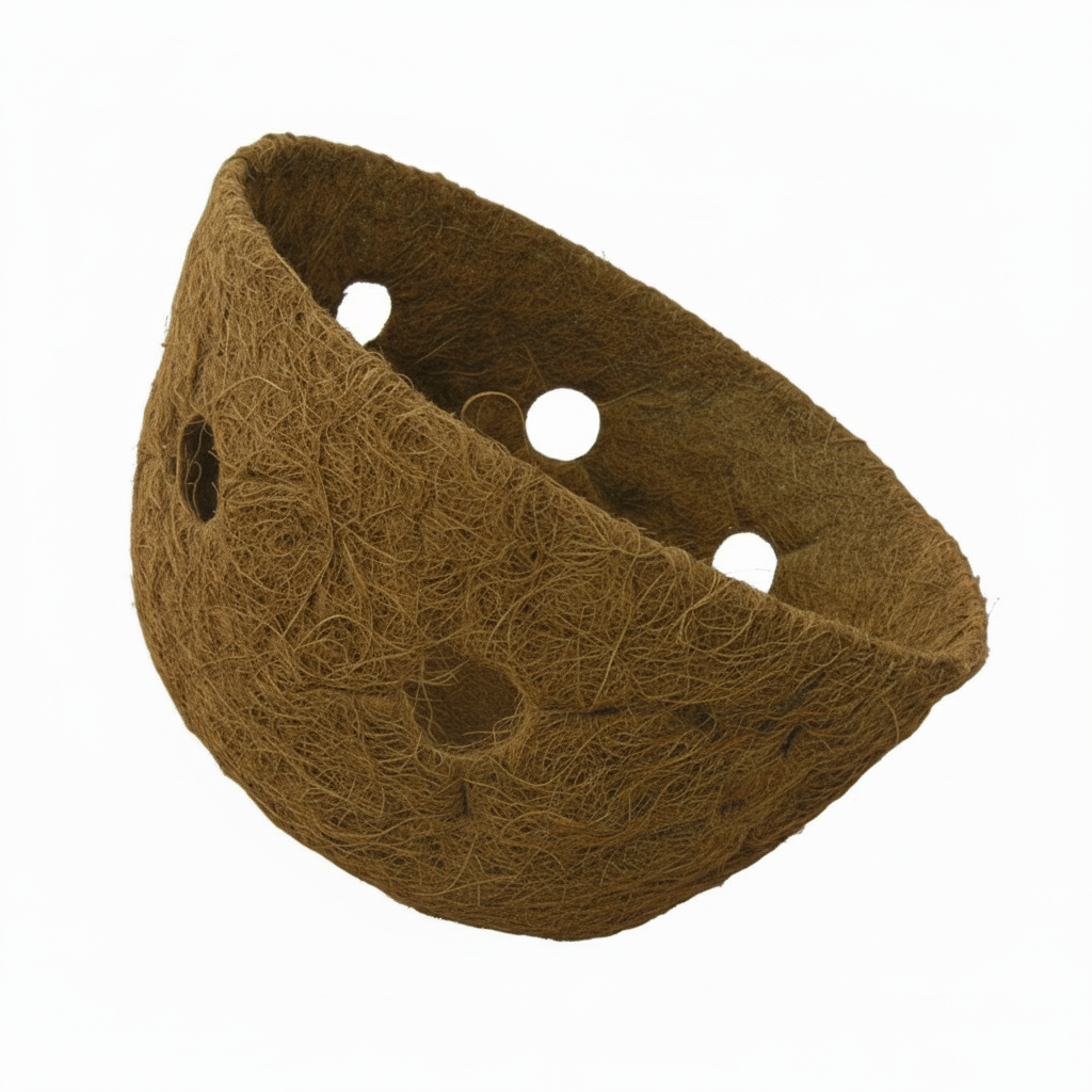 Brown woven basket with three holes on a white background