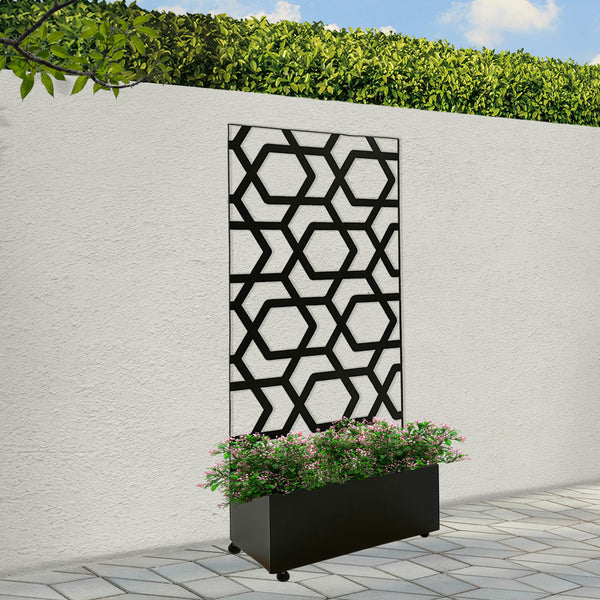Black Steel Planter with Hive Screen