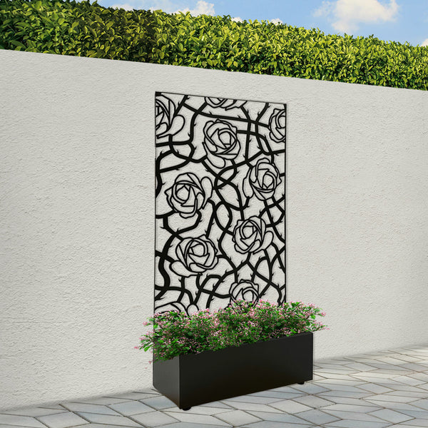 Black Steel Planter with Entangled Screen