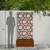 Weathering Steel Planter with Hive Screen