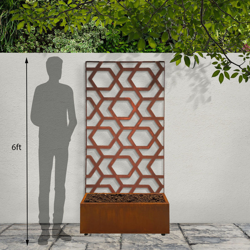 Weathering Steel Planter with Hive Screen