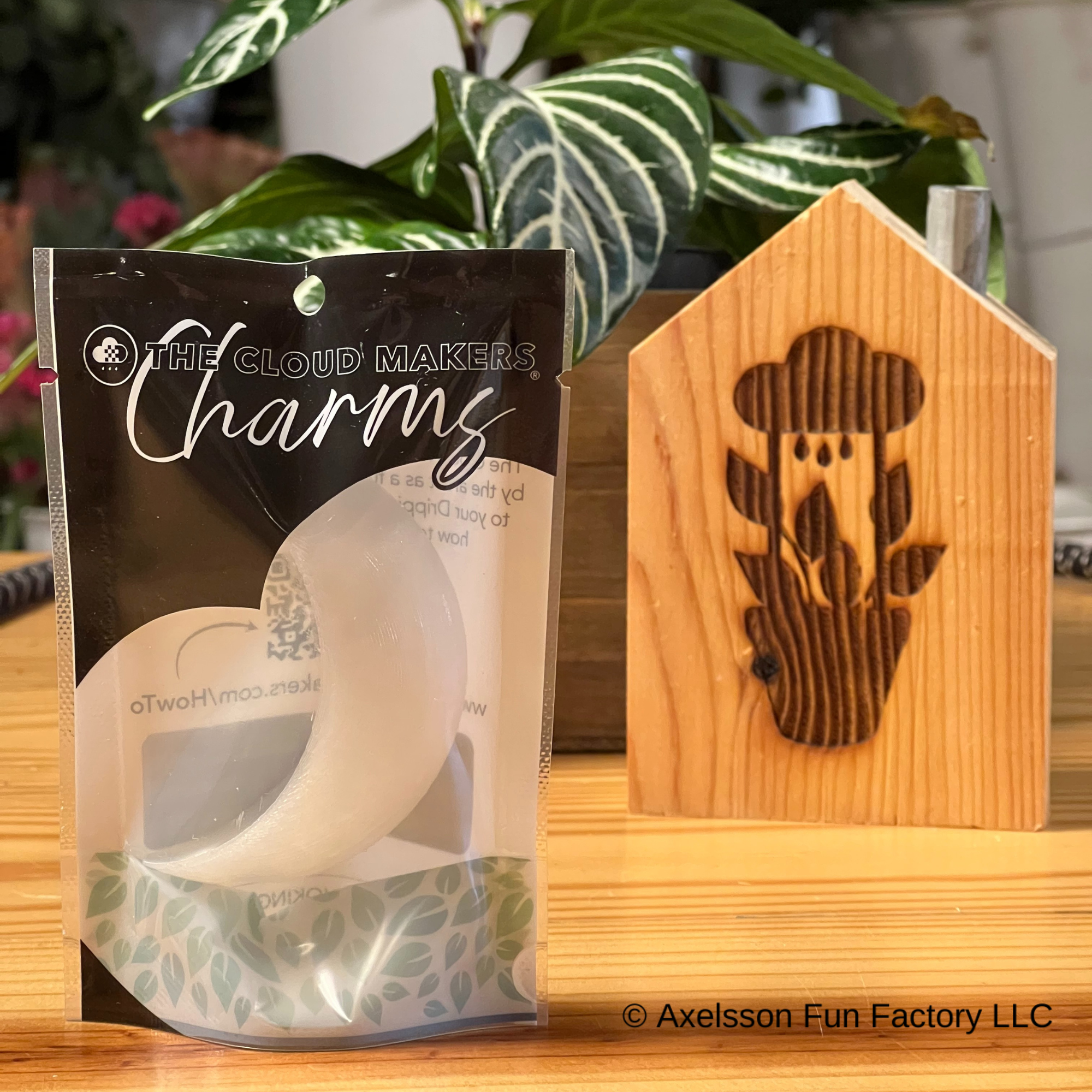 Dripping Rain Cloud with Glow in the Dark Moon Charm