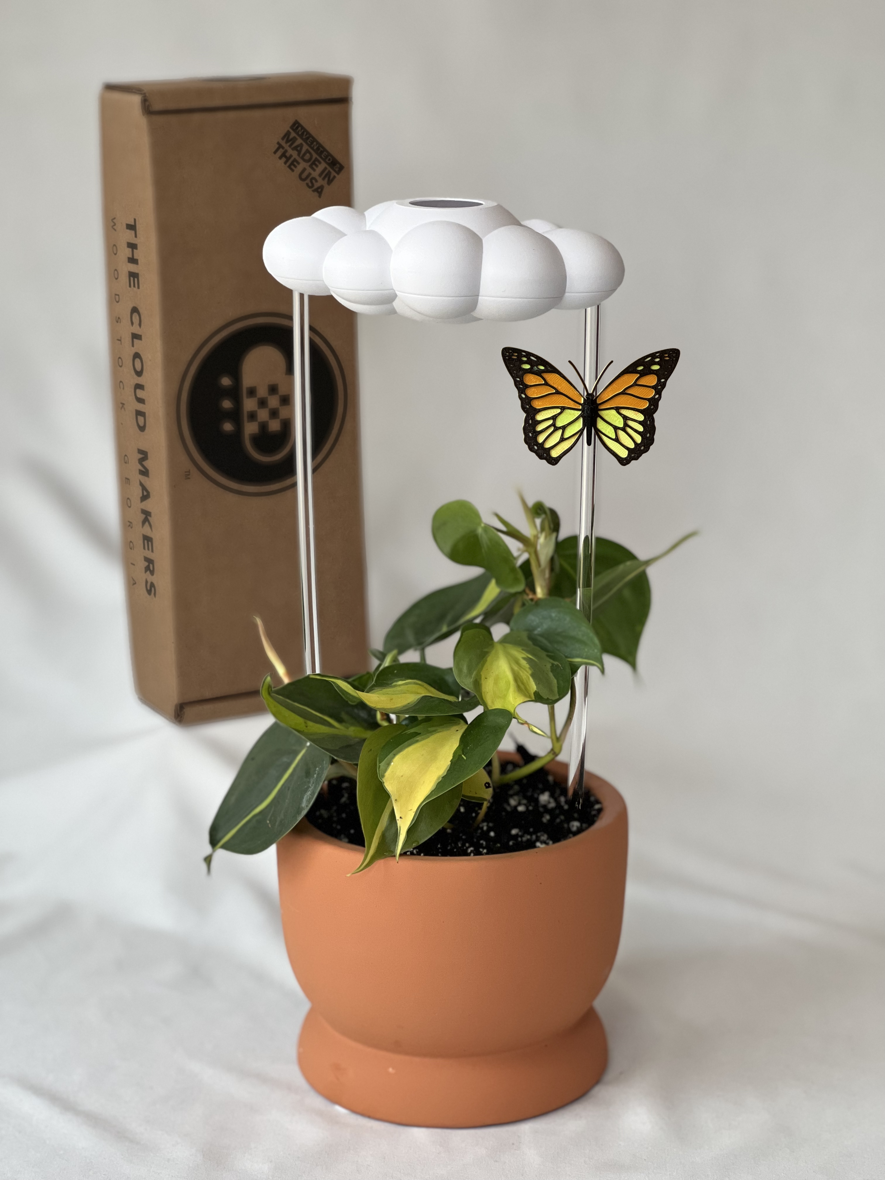 Dripping Rain Cloud with Orange Butterfly Charm