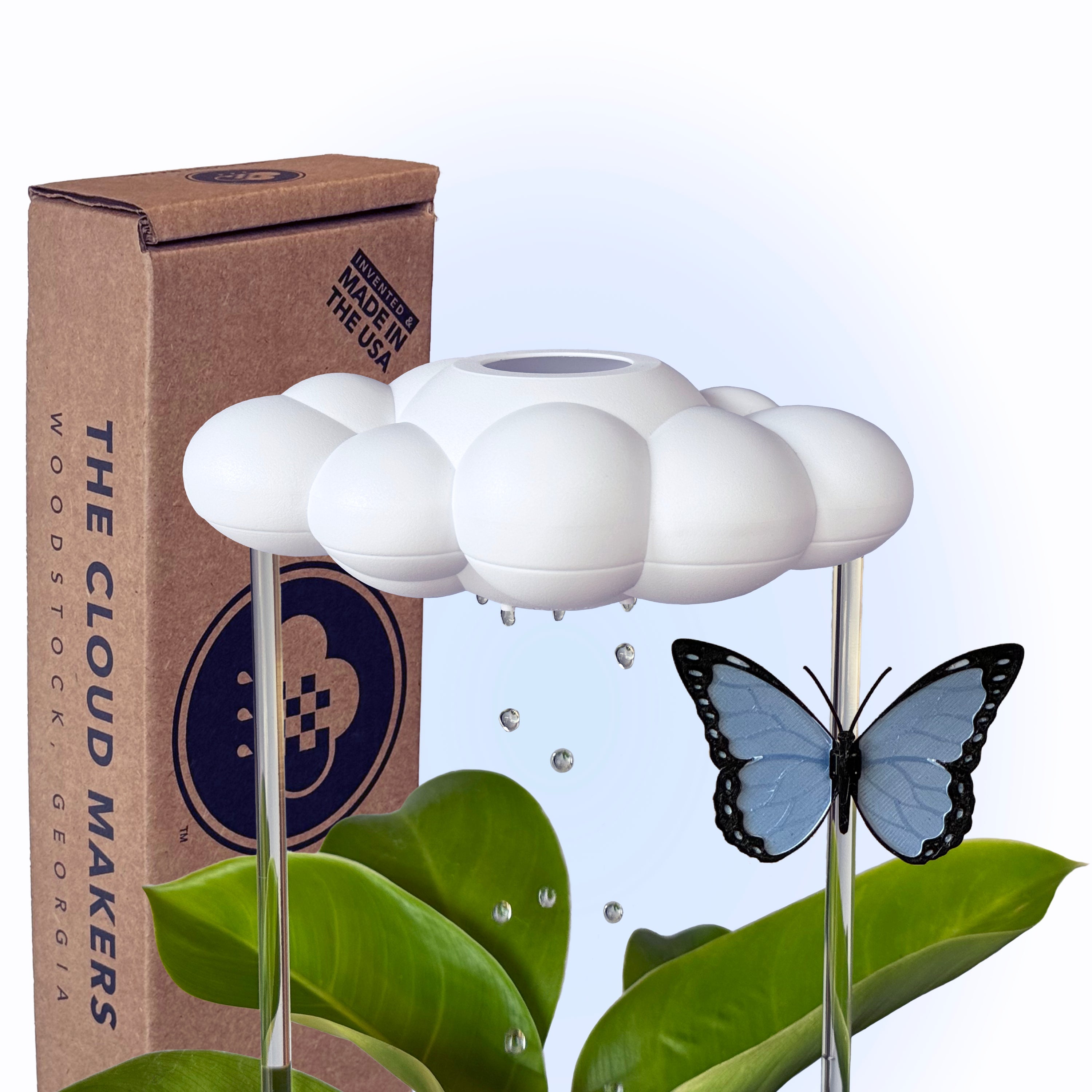 Dripping Rain Cloud with Blue Butterfly Charm