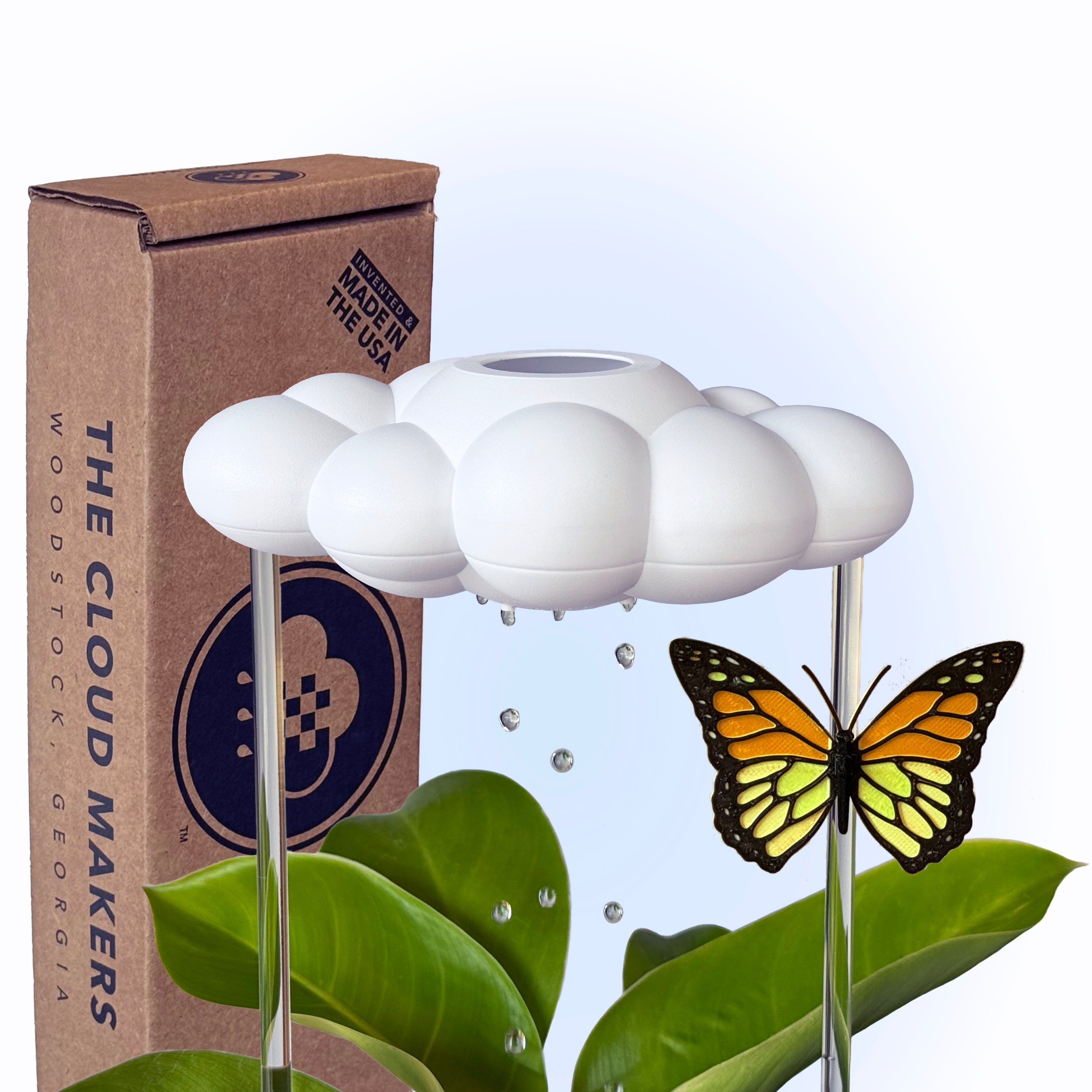 Dripping Rain Cloud with Orange Butterfly Charm