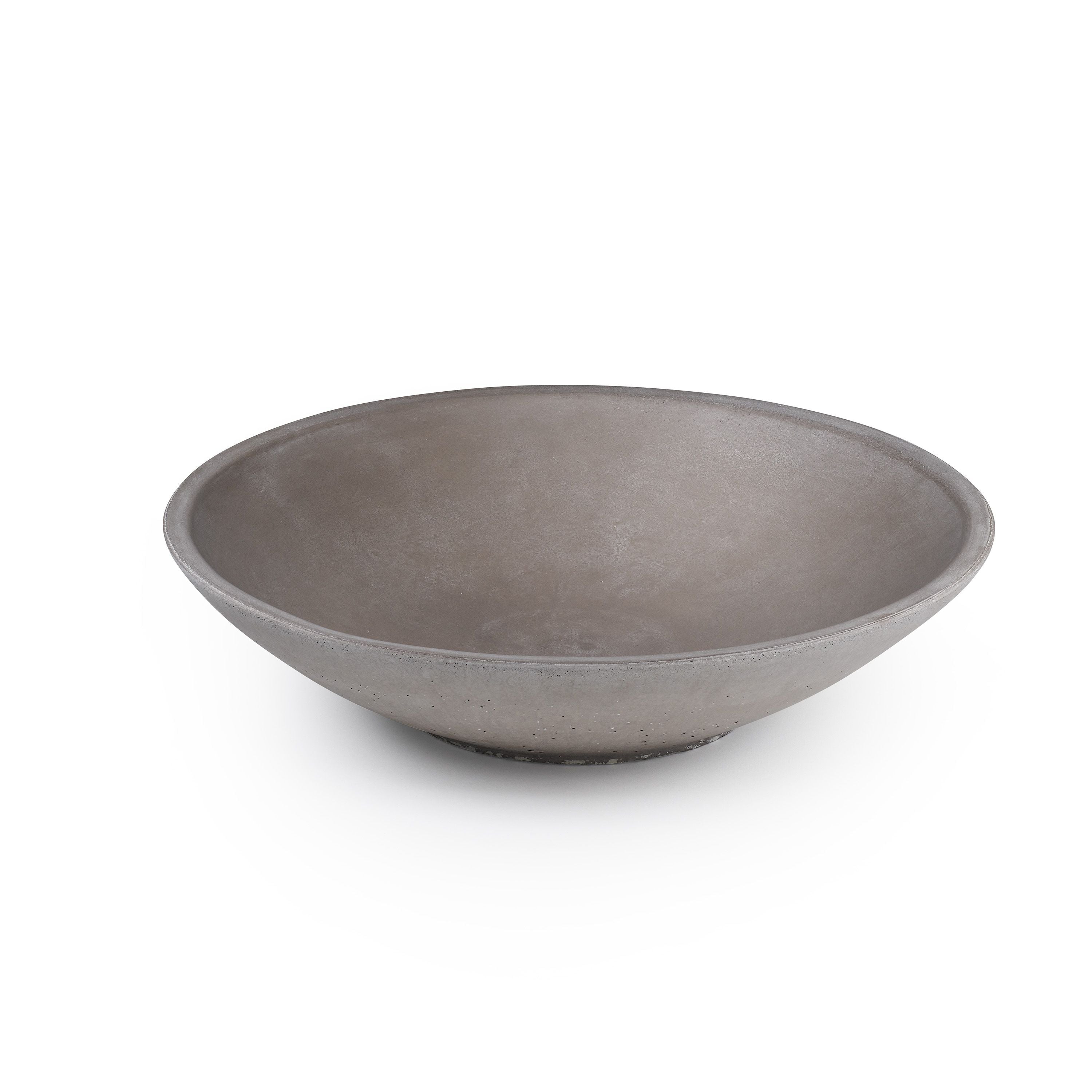 Gray concrete bowl on a white background.  Henderson Garden Supply