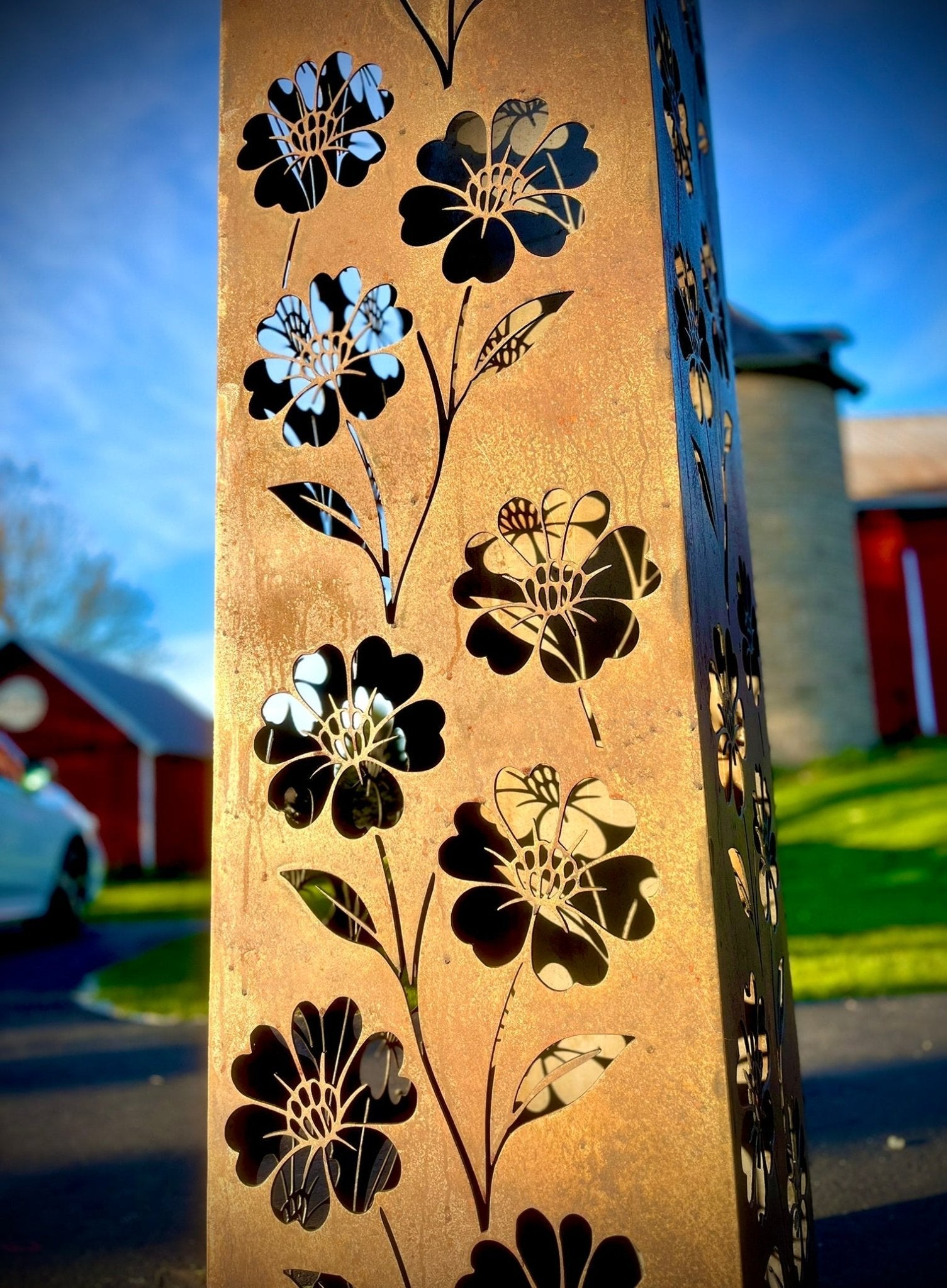 Blooming Magnolias Steel Luminary Pillar | Multiple Sizes