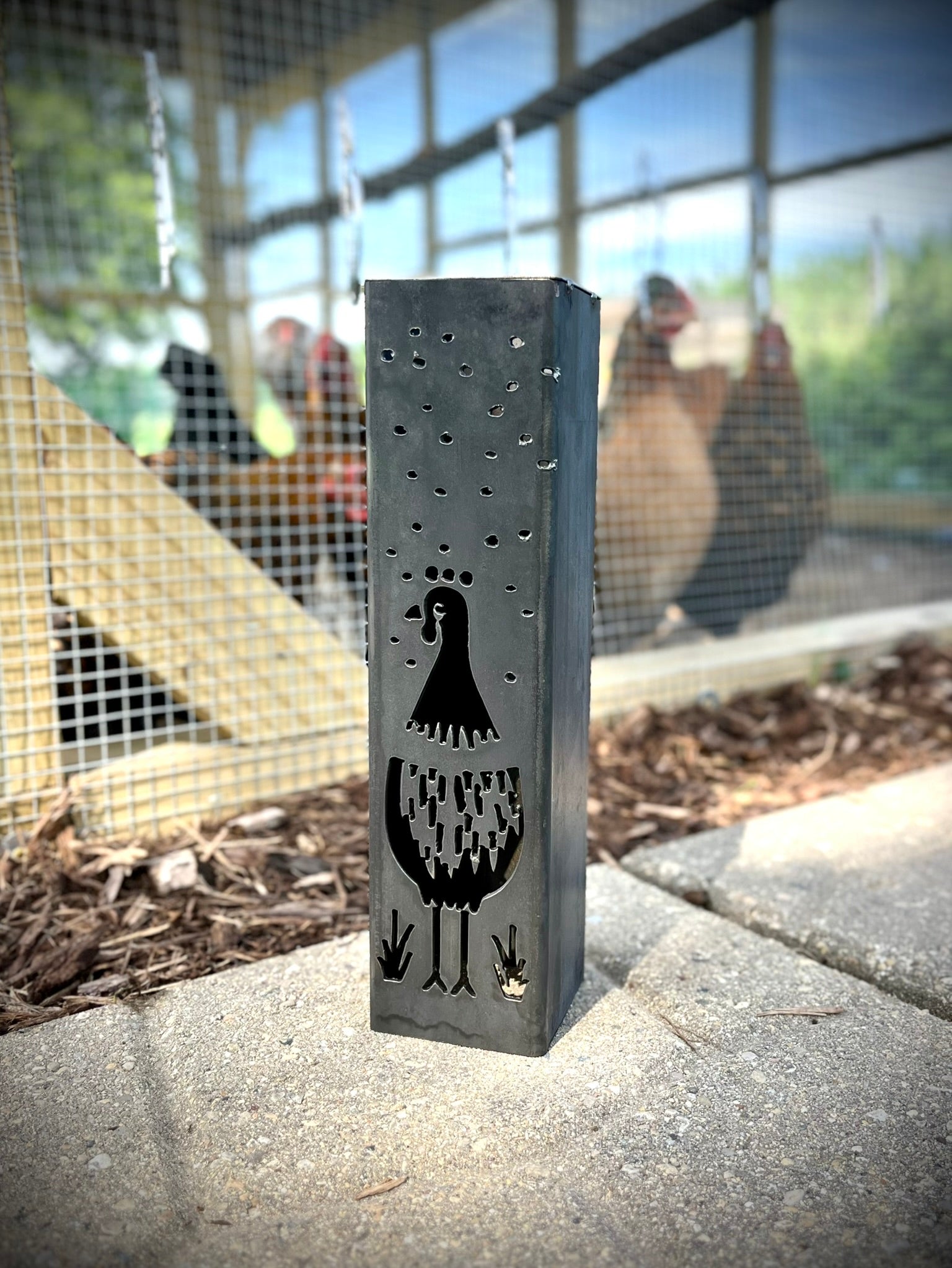 Chicken Coop Trio Rustic Pillar w/ Solar Cap
