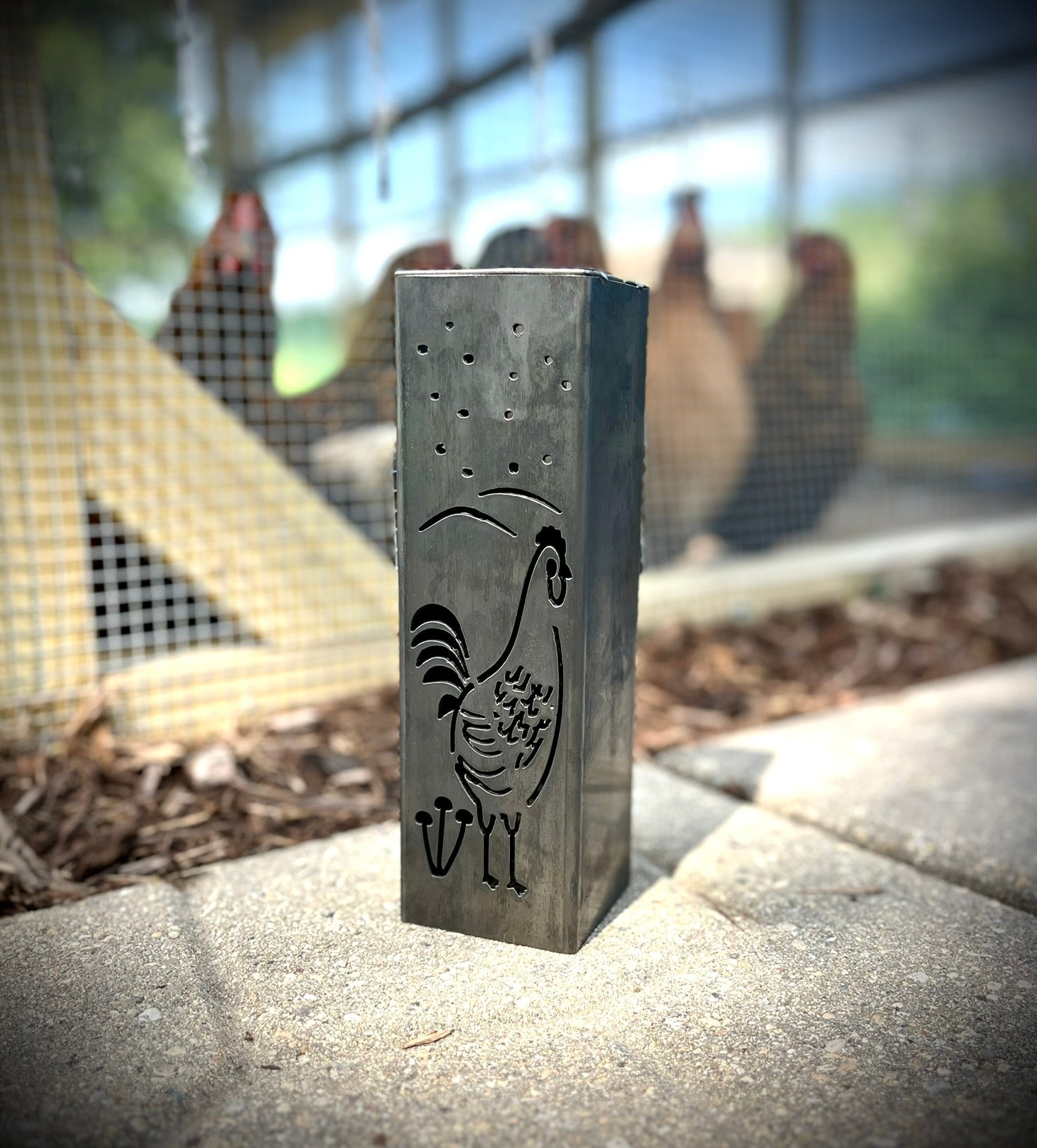 Chicken Coop Trio Rustic Pillar w/ Solar Cap