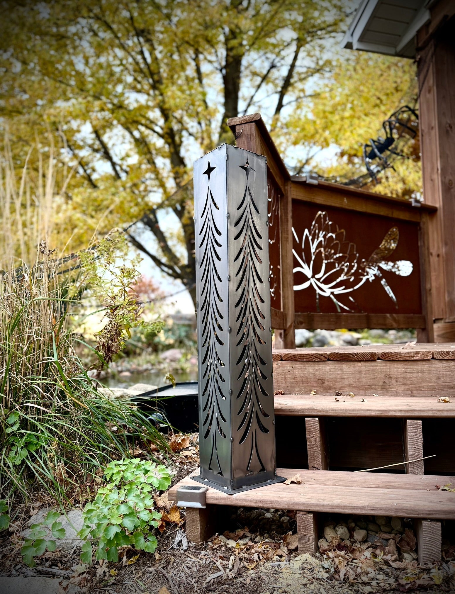 Christmas Tree Solar Luminary - Steel