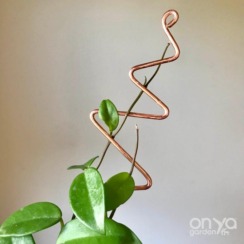 Copper Zig Zag Plant Stick, Plant Support Stake