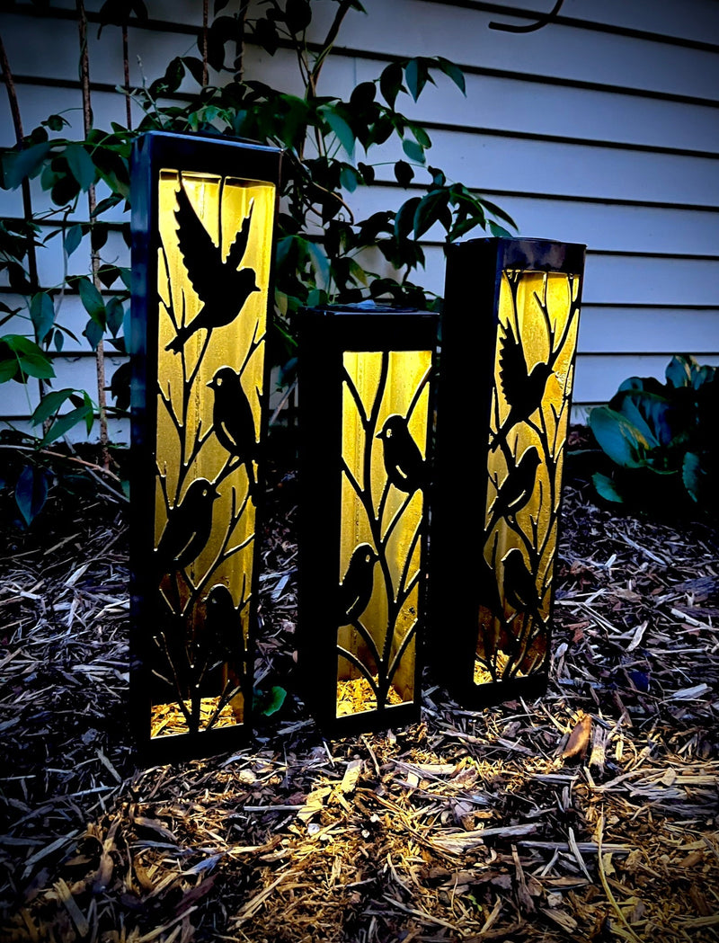 Evening Aviary Luminary Pillar w/ Solar Cap